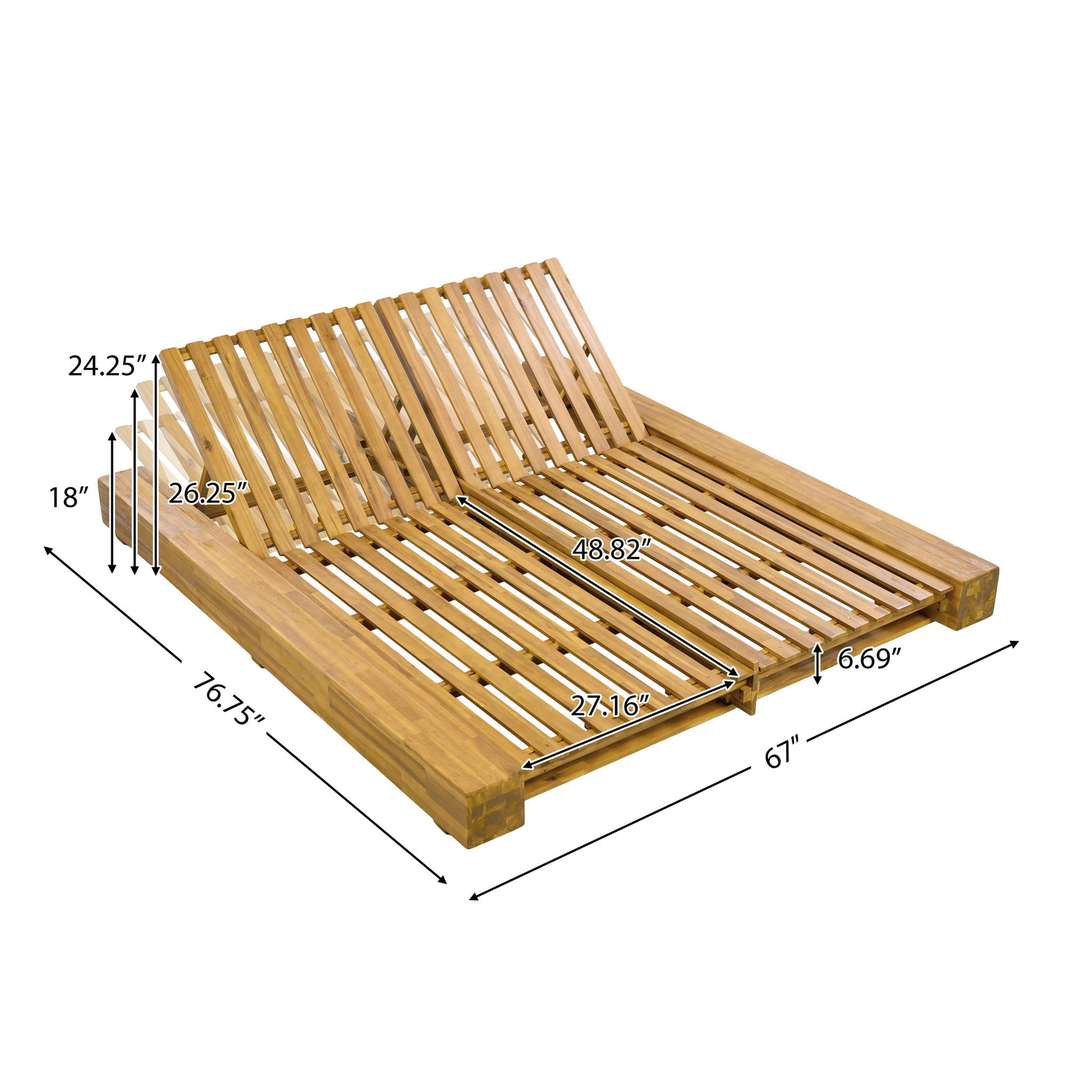 Outdoor Chaise Lounge With Cushions, Adjustable Backrest