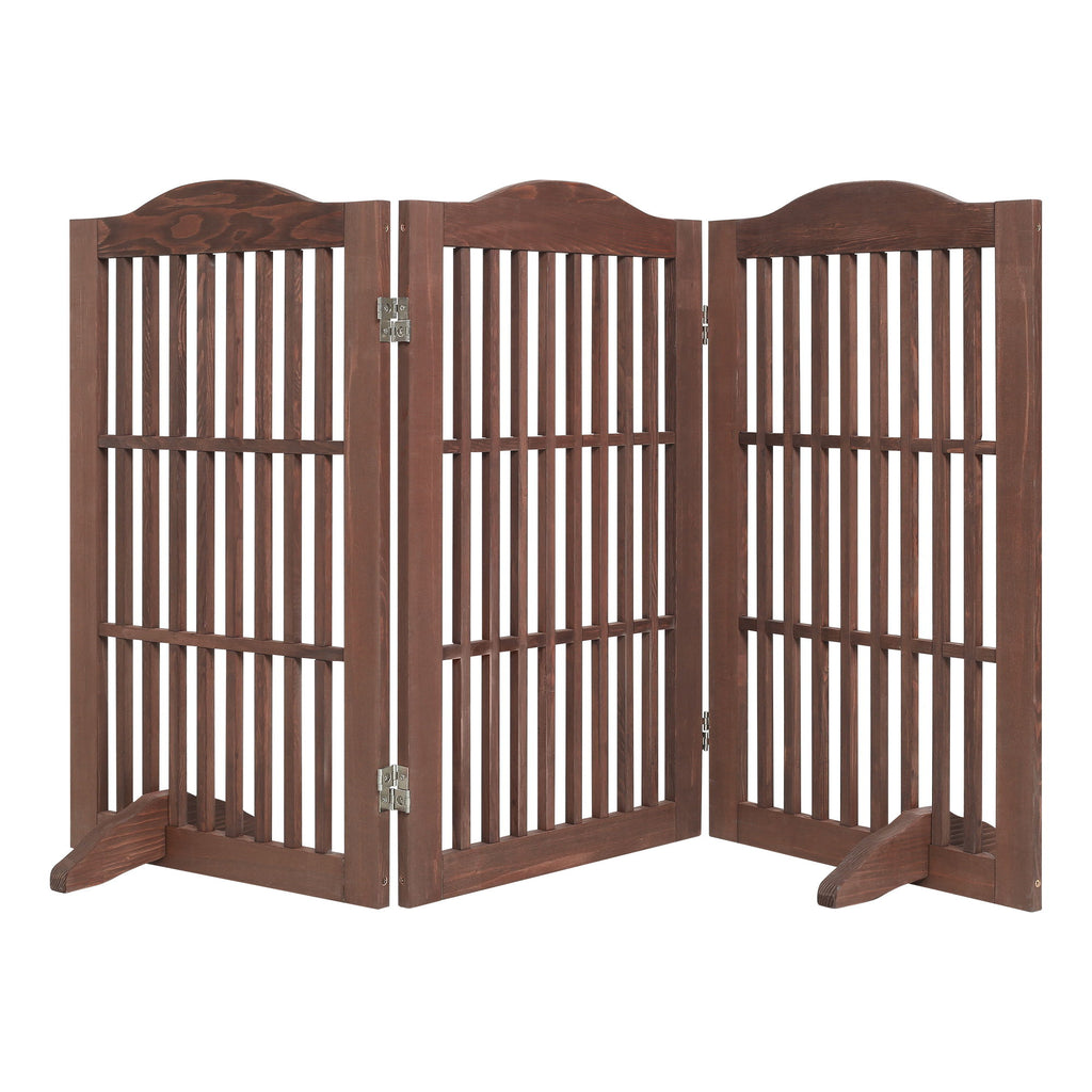 Freestanding Foldable Pet Gate For Dogs - Brown