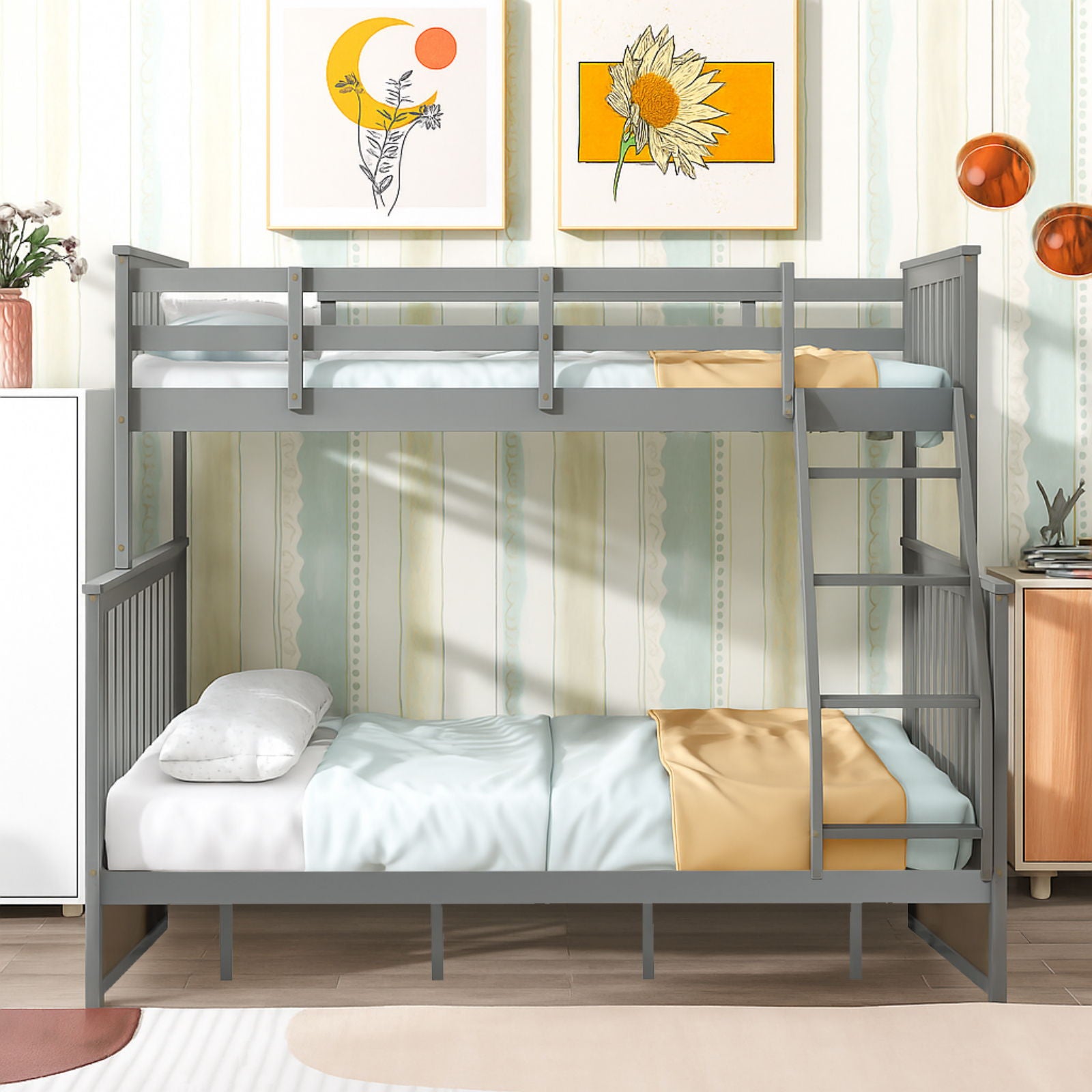 Bunk Bed With Ladder, And Safety Guard Rails