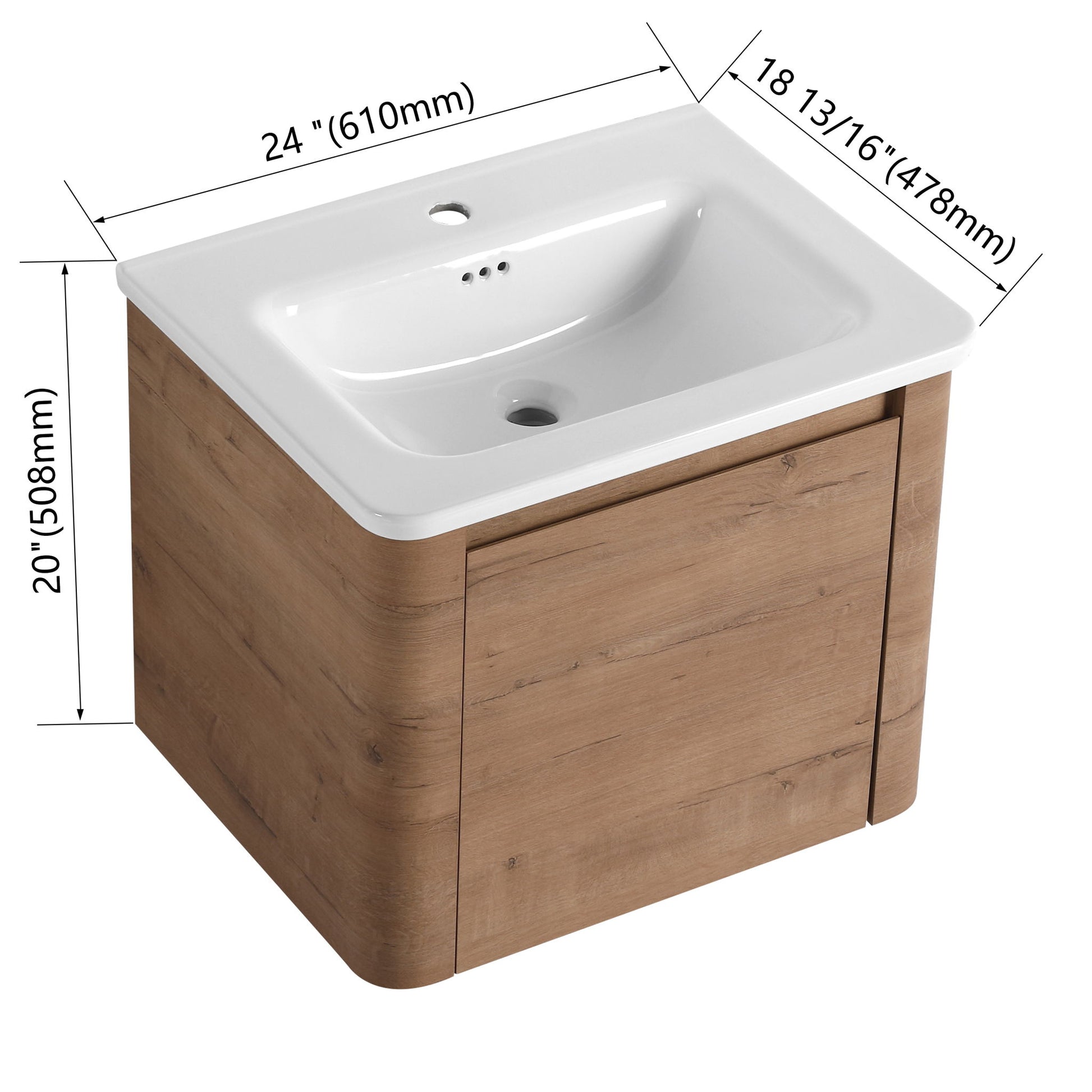 Wall Mounted Bathroom Vanity With Sink & 1 Soft Close Door