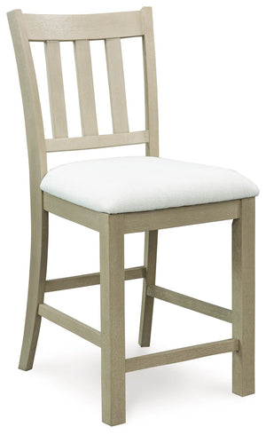 Calmoro - Upholstered Barstool (Set of 2) - Off White / Gray