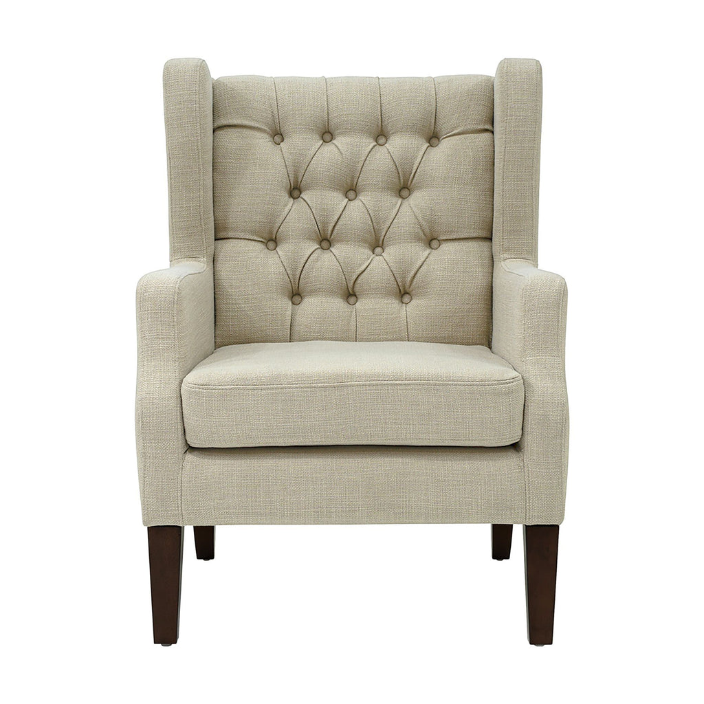 Maxwell - Button Tufted Wing Chair - Linen