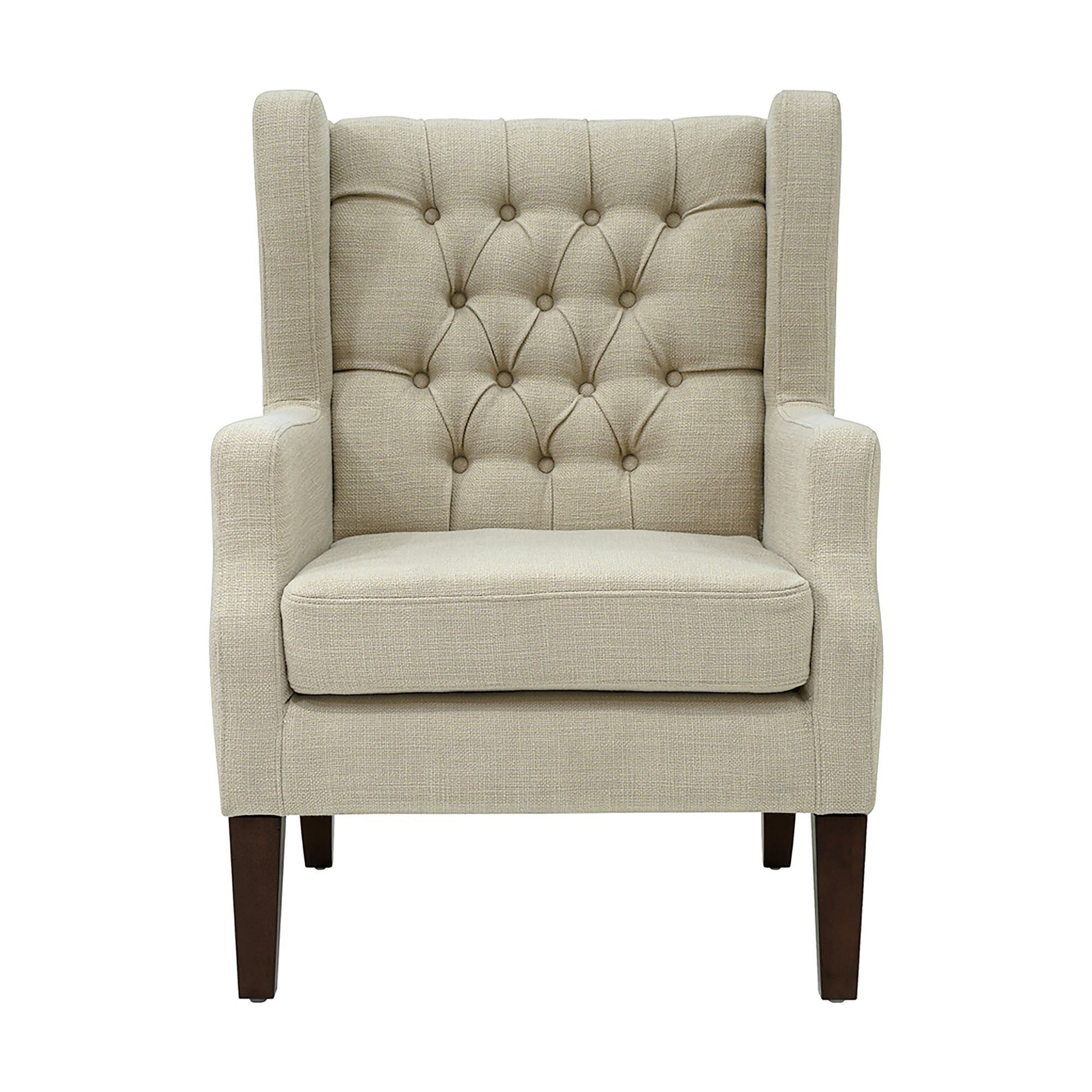 Maxwell - Button Tufted Wing Chair - Linen