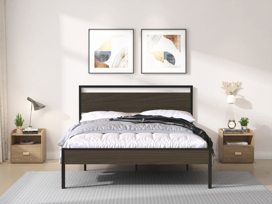 Ceres - Metal Bed With Wood Headboard & Footboard