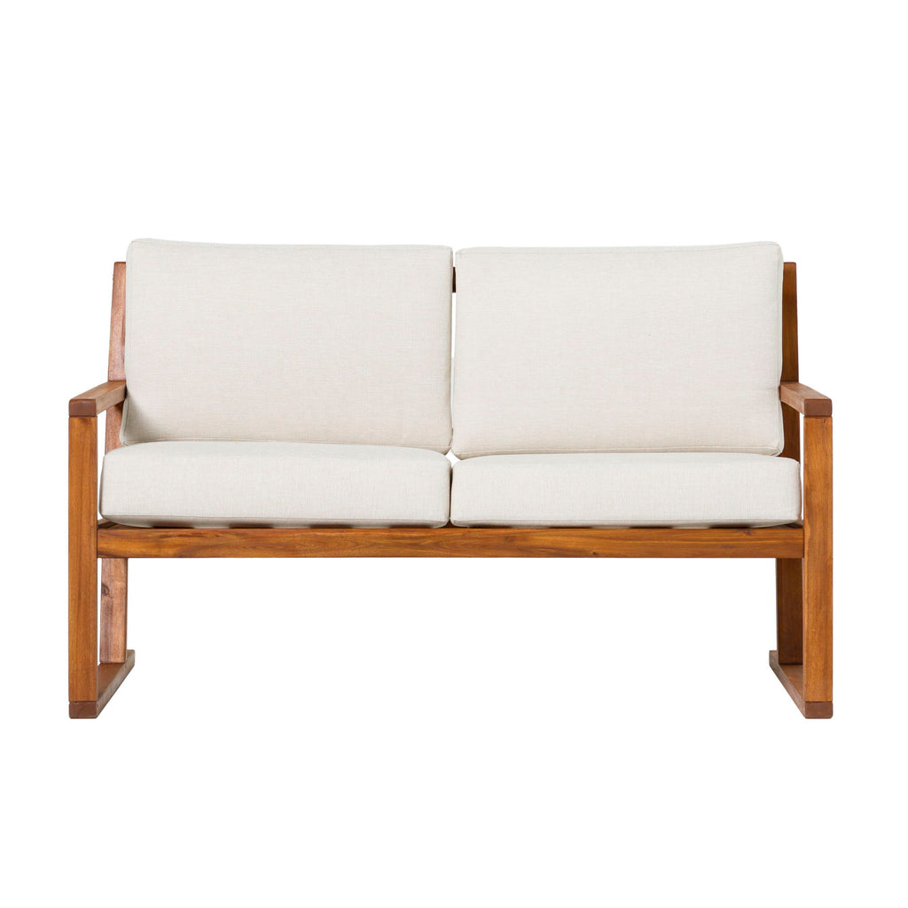 Slat Back Patio Loveseat - Brown