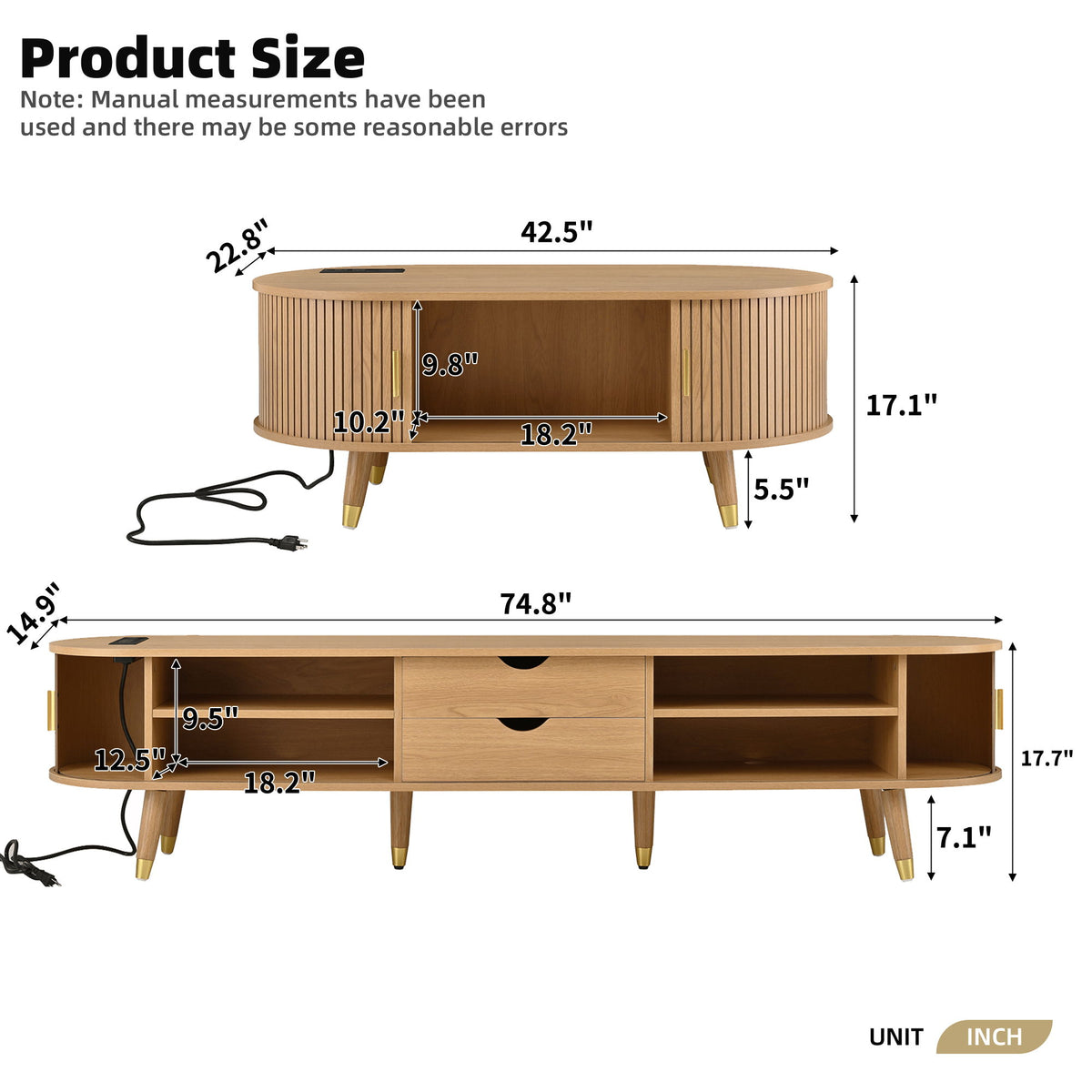 TV Stand & Coffee Table Set With Charging Station