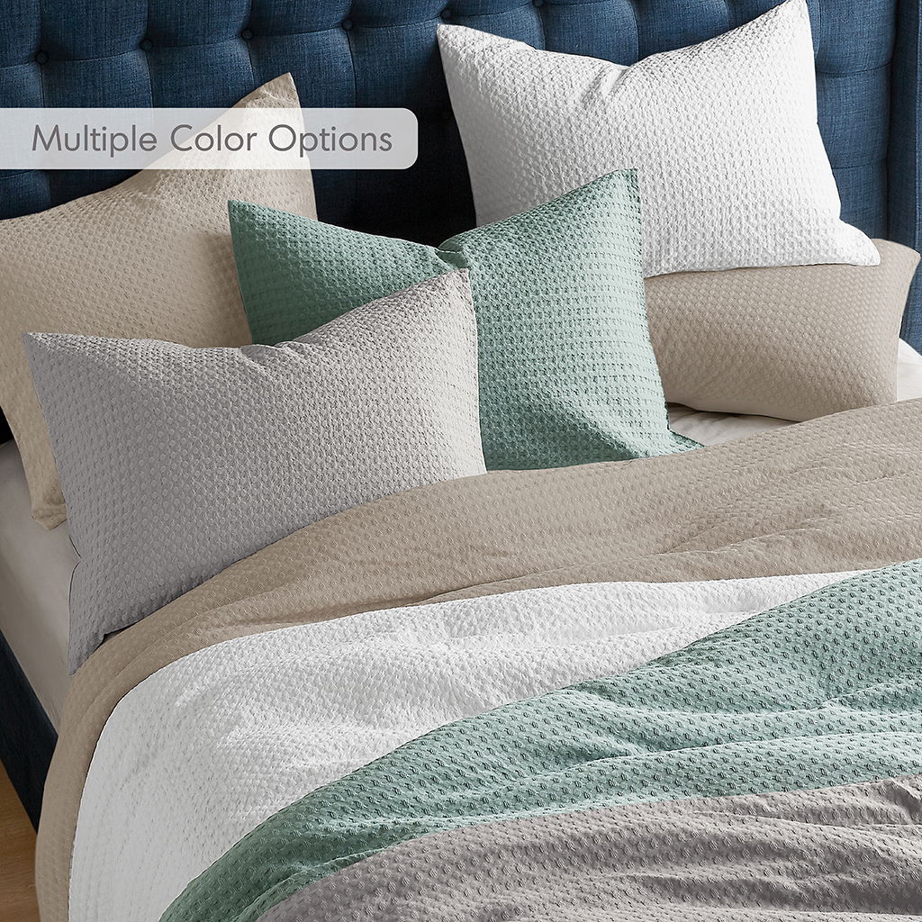 Mina - King/California King Weave Textured Duvet Cover Set - White