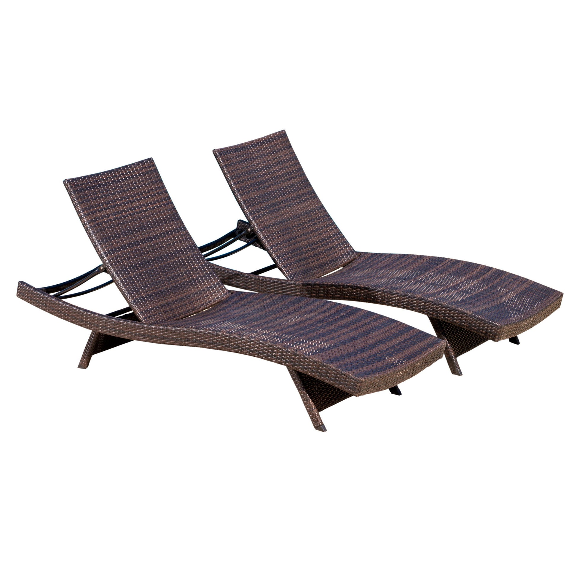 Salem - Wicker Chaise Lounge Adjustable Rattan Outdoor Chair Set - Brown Multi