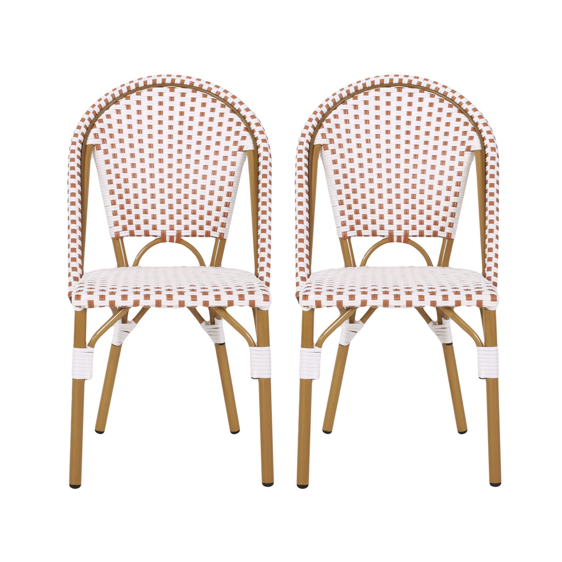 Outdoor Rattan And Aluminum French Bistro Chairs Set