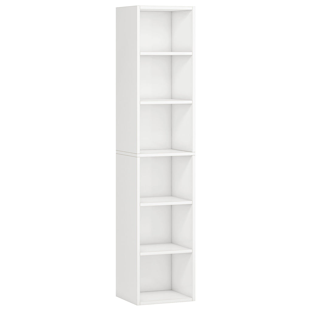 6 Tier Narrow Corner Cube Bookcase Storage, Freestanding Shelf With Open Cubes For Living Room