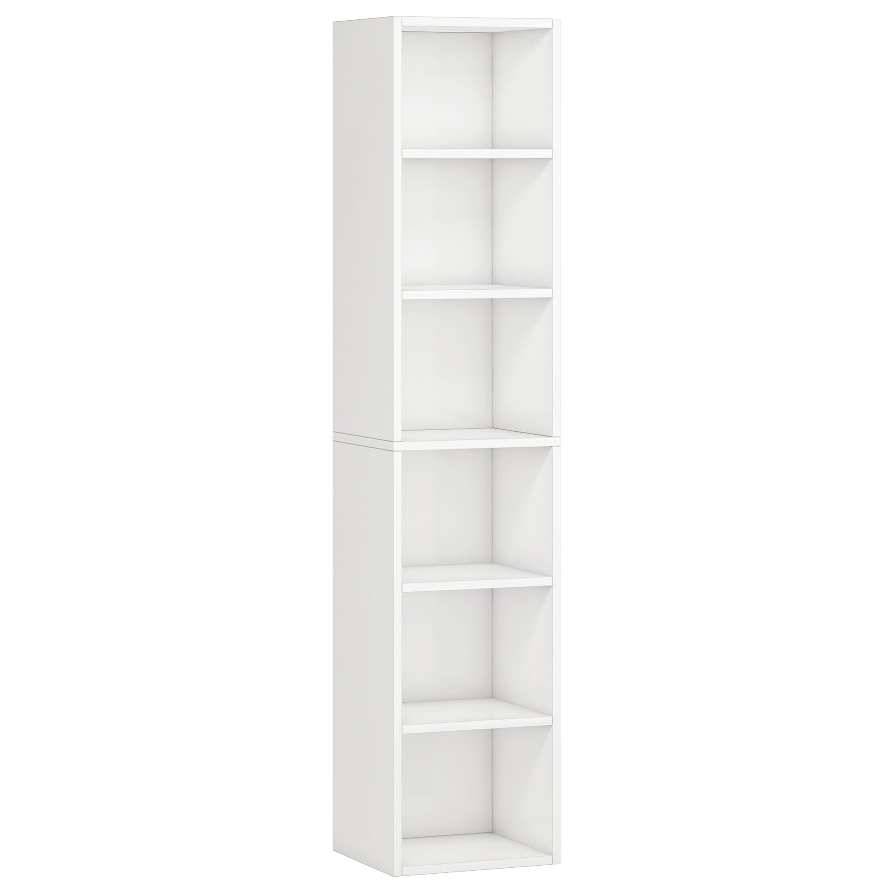 6 Tier Narrow Corner Cube Bookcase Storage, Freestanding Shelf With Open Cubes For Living Room