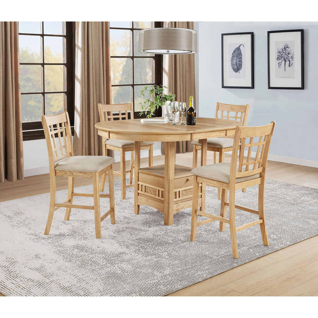 Davis - 5 Piece Oval Counter Height Dining Set With Expandable Table - Light Oak