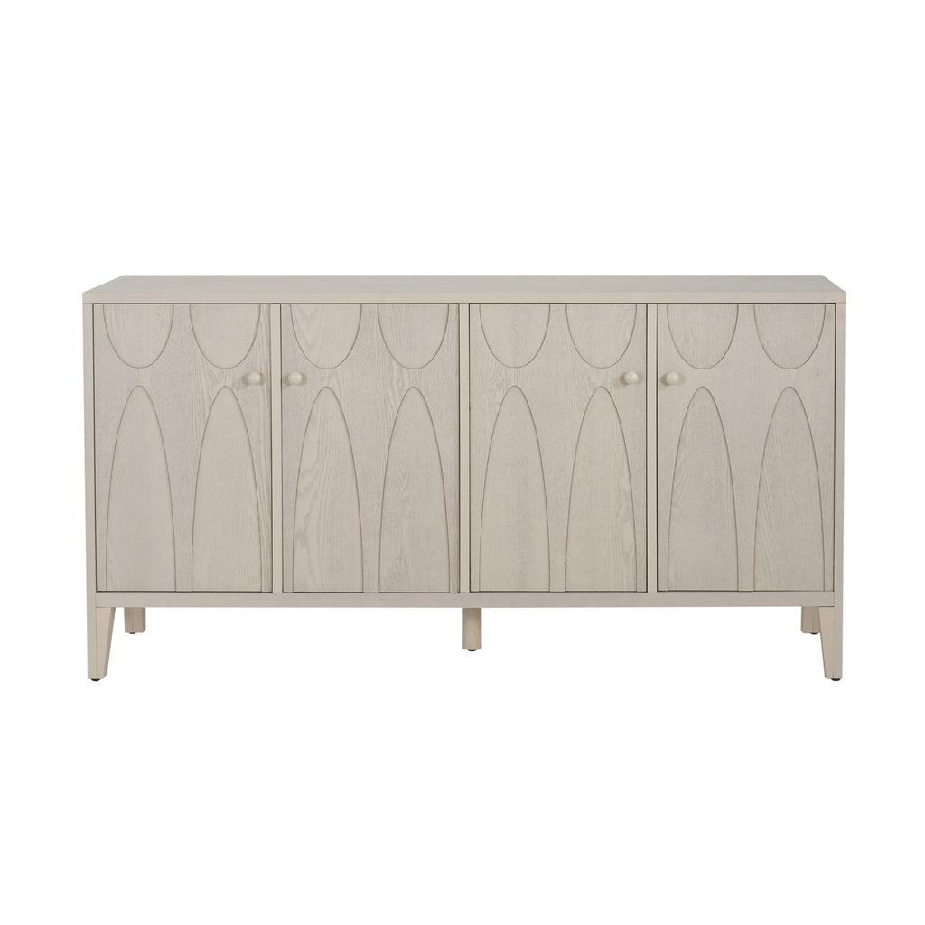 Wood Sideboard With Adjustable Shelves And Storage Cabinet - White Washed