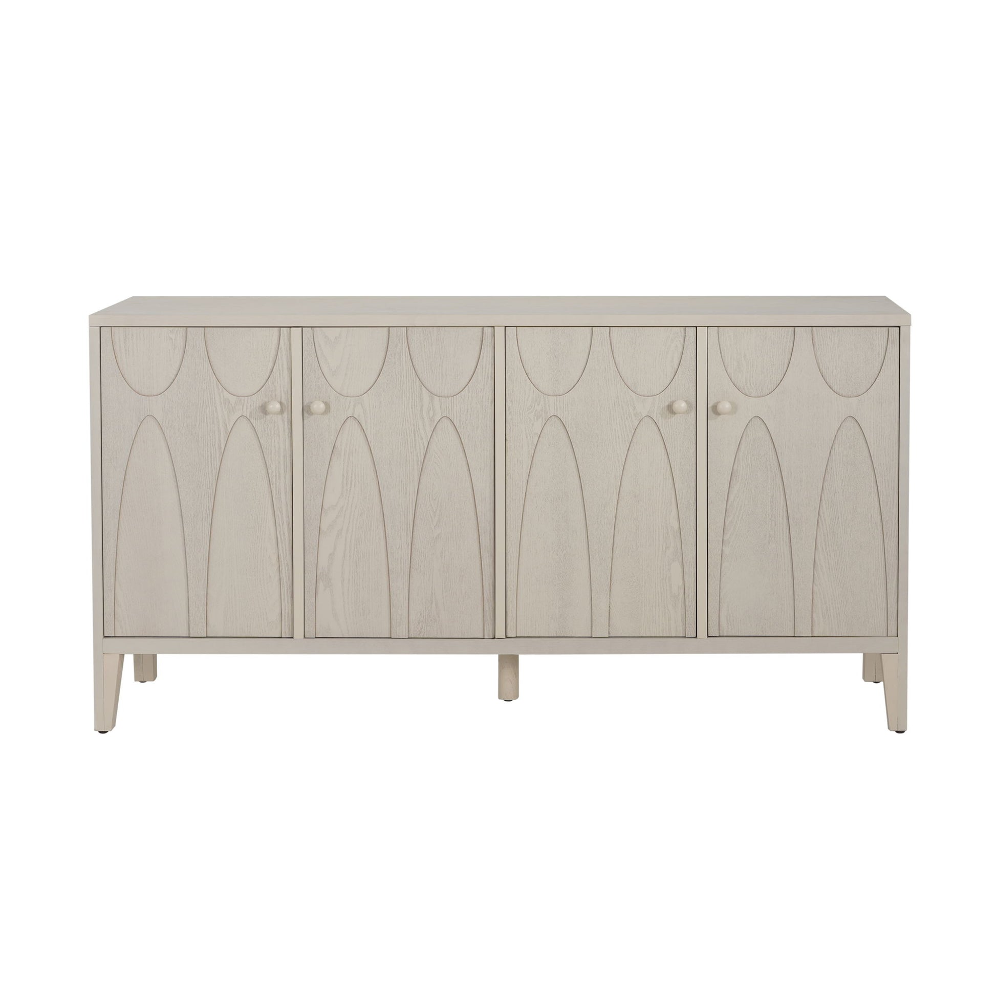 Wood Sideboard With Adjustable Shelves And Storage Cabinet - White Washed