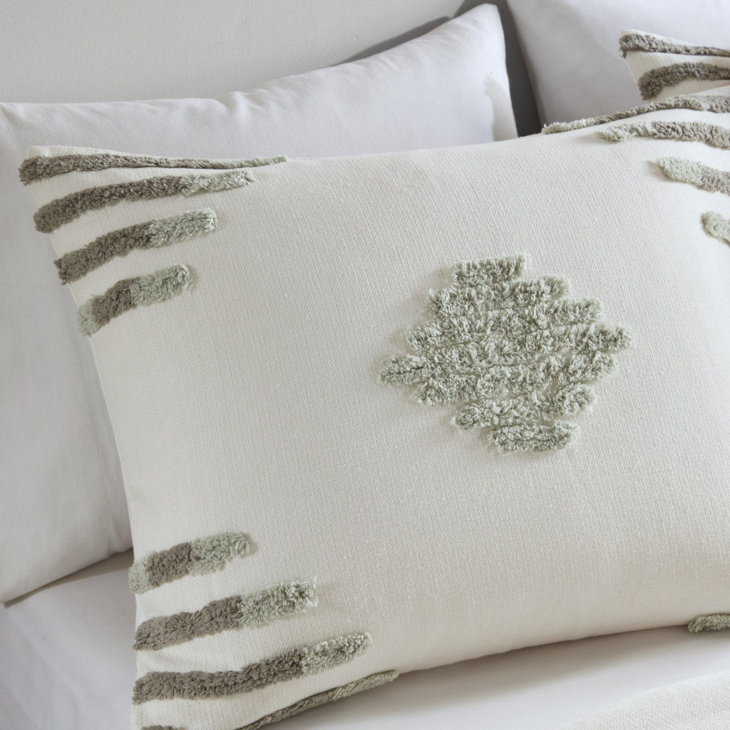 Tahli - 3 Piece Cotton Blend Chenille Duvet Cover Set - Green