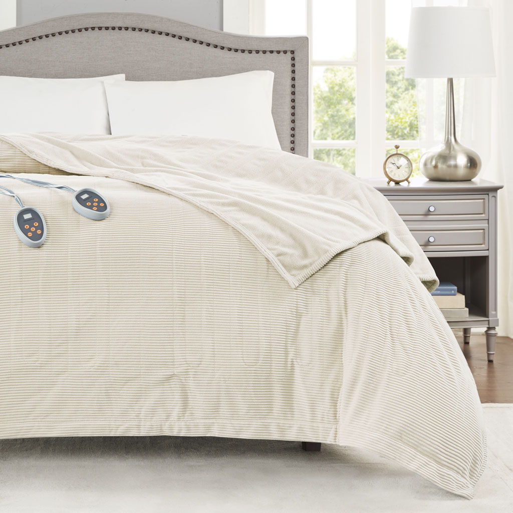 Electric Micro Fleece - Queen Heated Blanket - Ivory