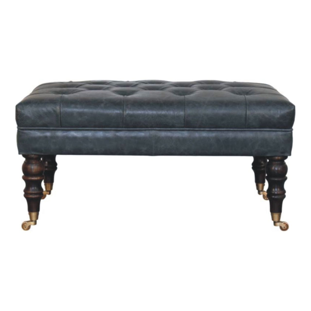 Buffalo - Leather Ottoman With Castor Legs
