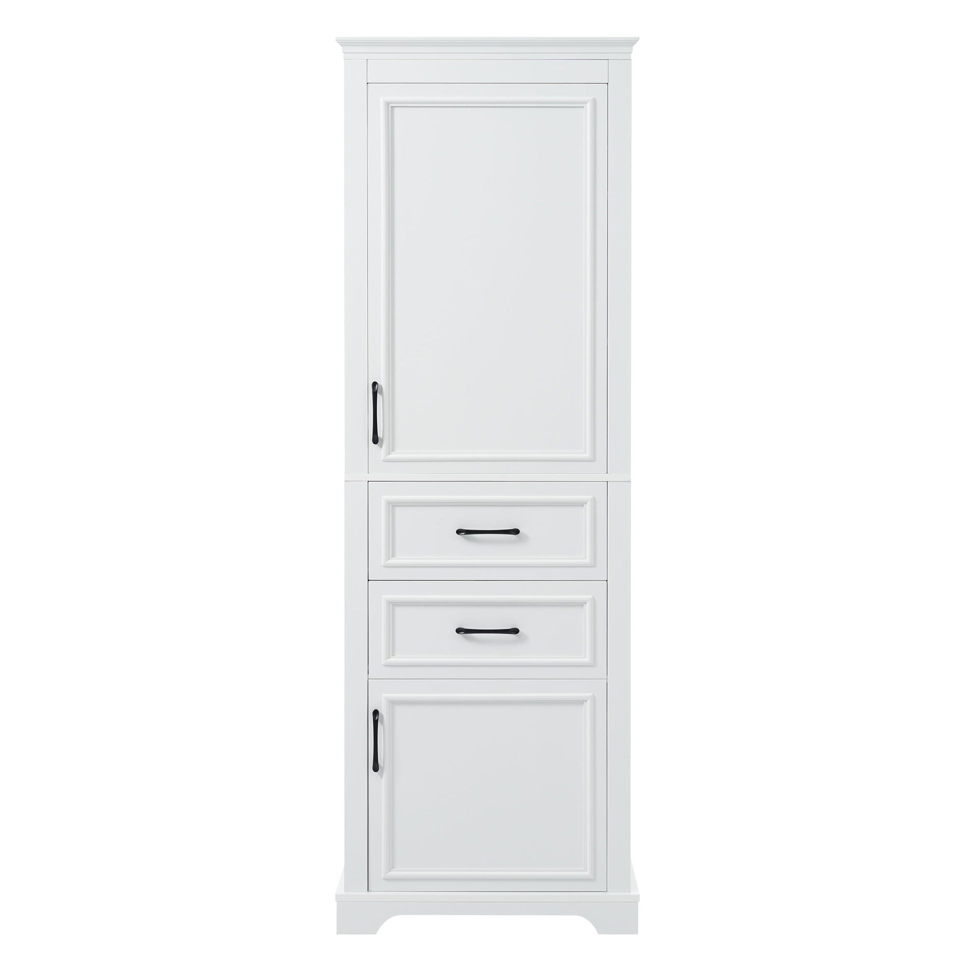 Freestanding Bathroom Vanity Tall With Damping Hinge Doors, Adjustable Shelves - White