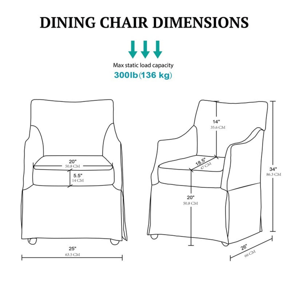 London - Upholstered Skirted Dining Arm Chair