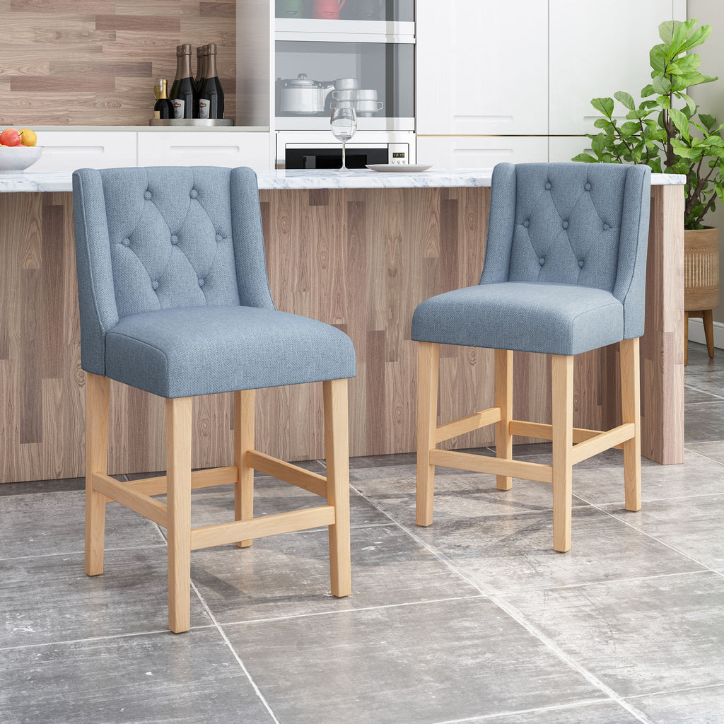Vienna - Contemporary Fabric Tufted & Wingback Counter Stools (Set of 2)