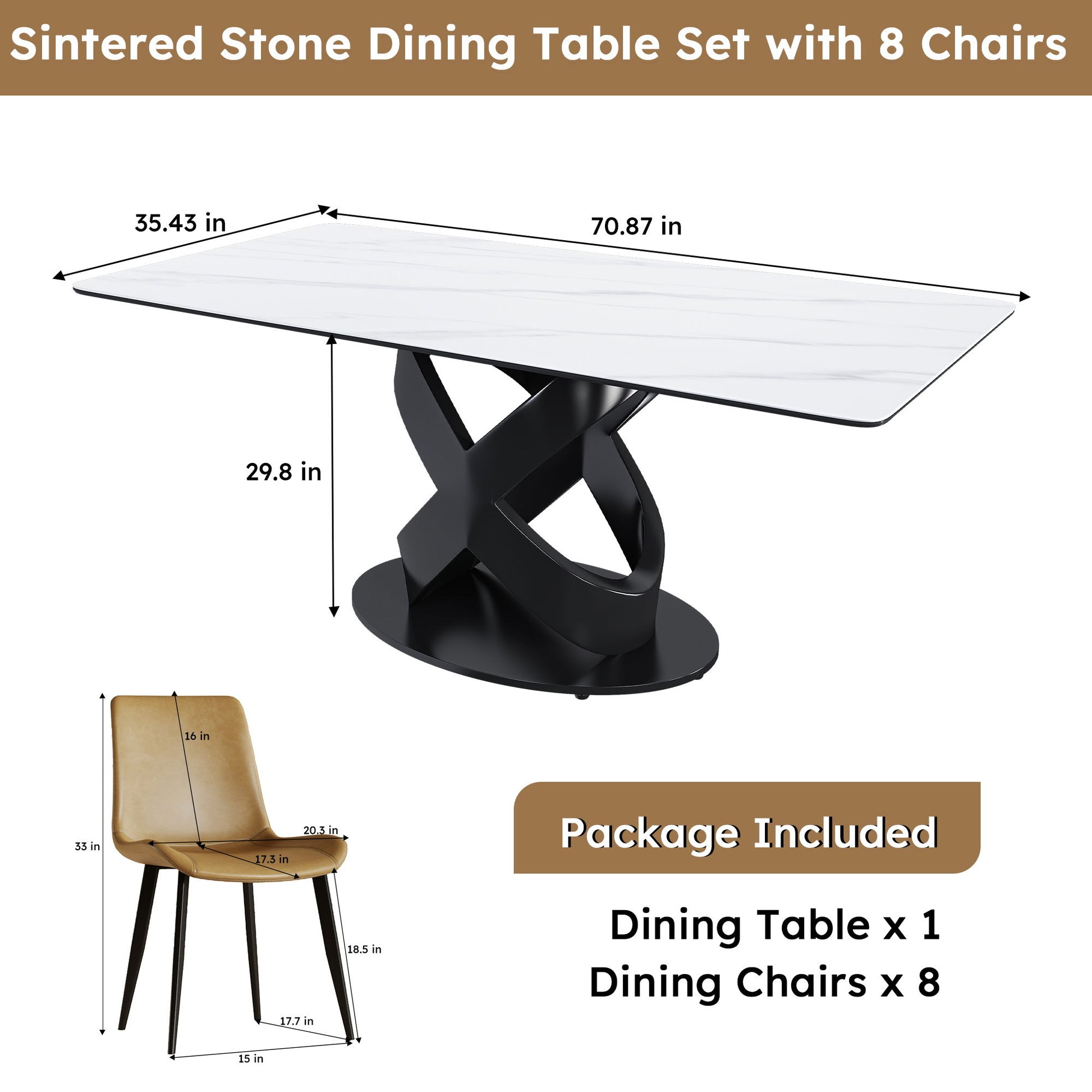 Rectangular Dining Table, Table For 8 Guests - Black / White