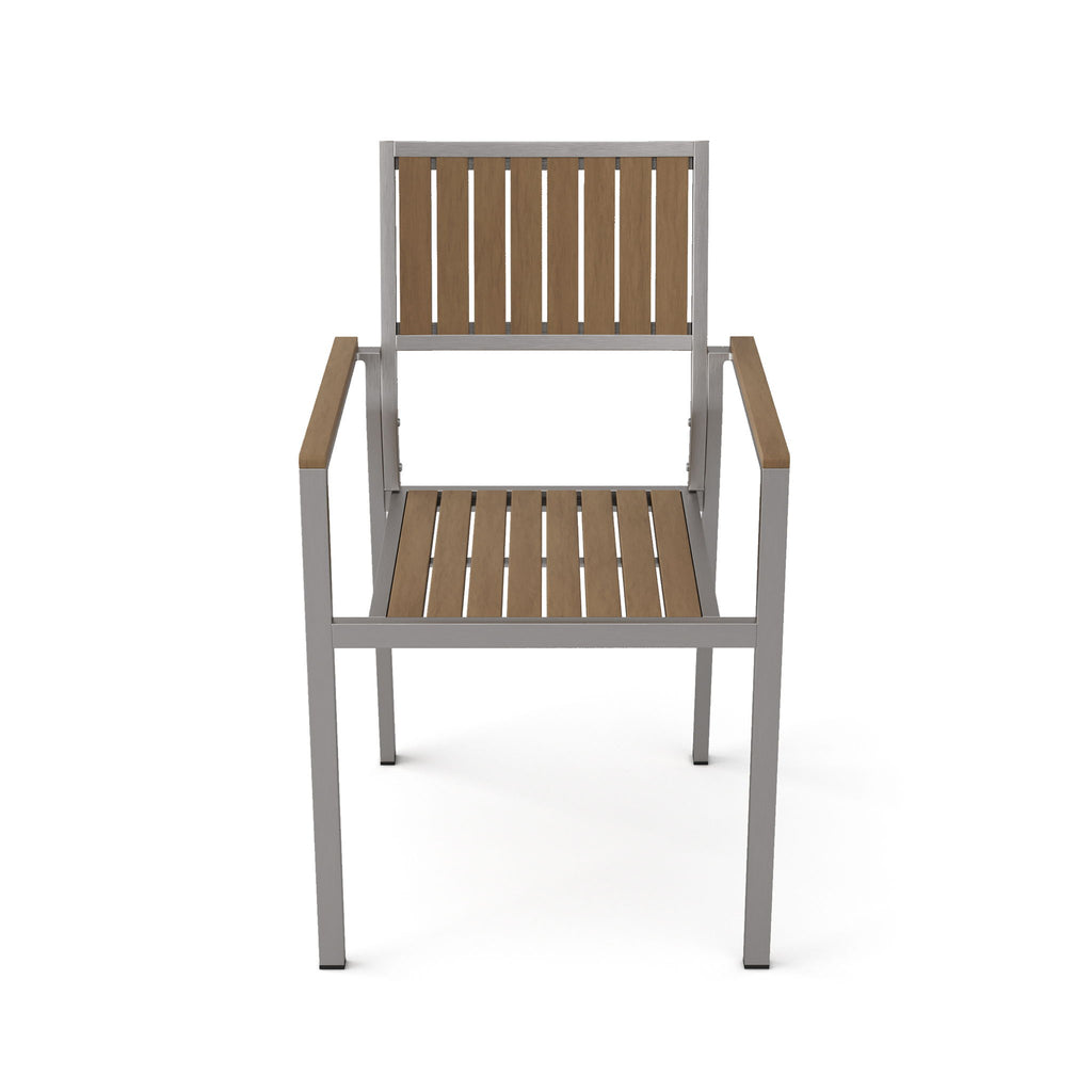 Stylish Modern Faux Wood & Aluminum Outdoor Dining Chairs, (Set of 2) - Natural