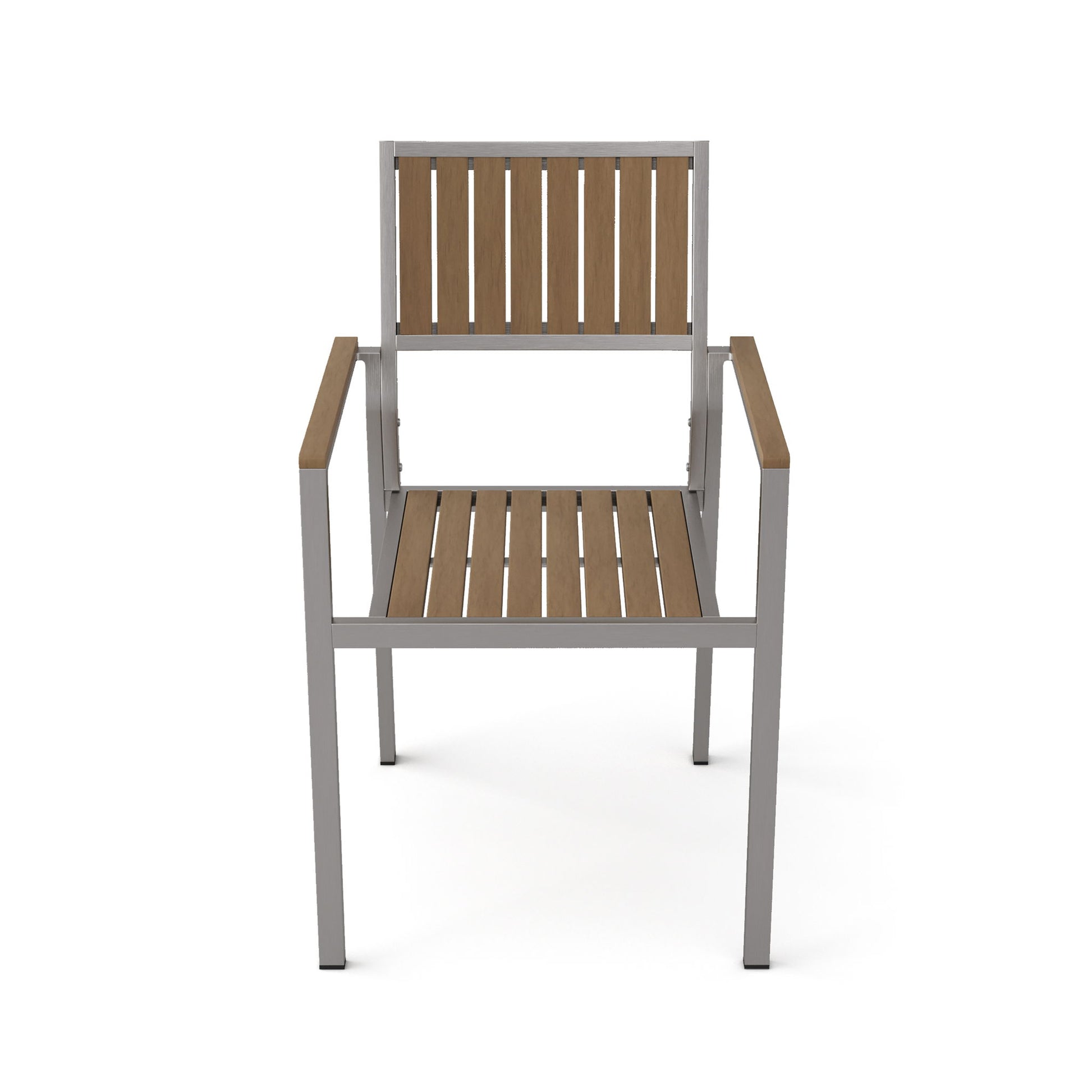 Stylish Modern Faux Wood & Aluminum Outdoor Dining Chairs, (Set of 2) - Natural
