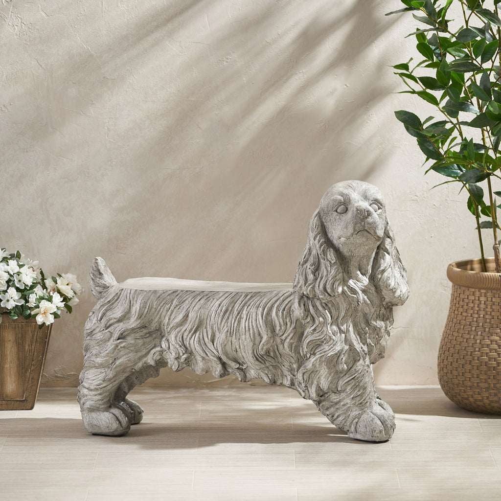 Cocker Spaniel Dog Statue - Gray