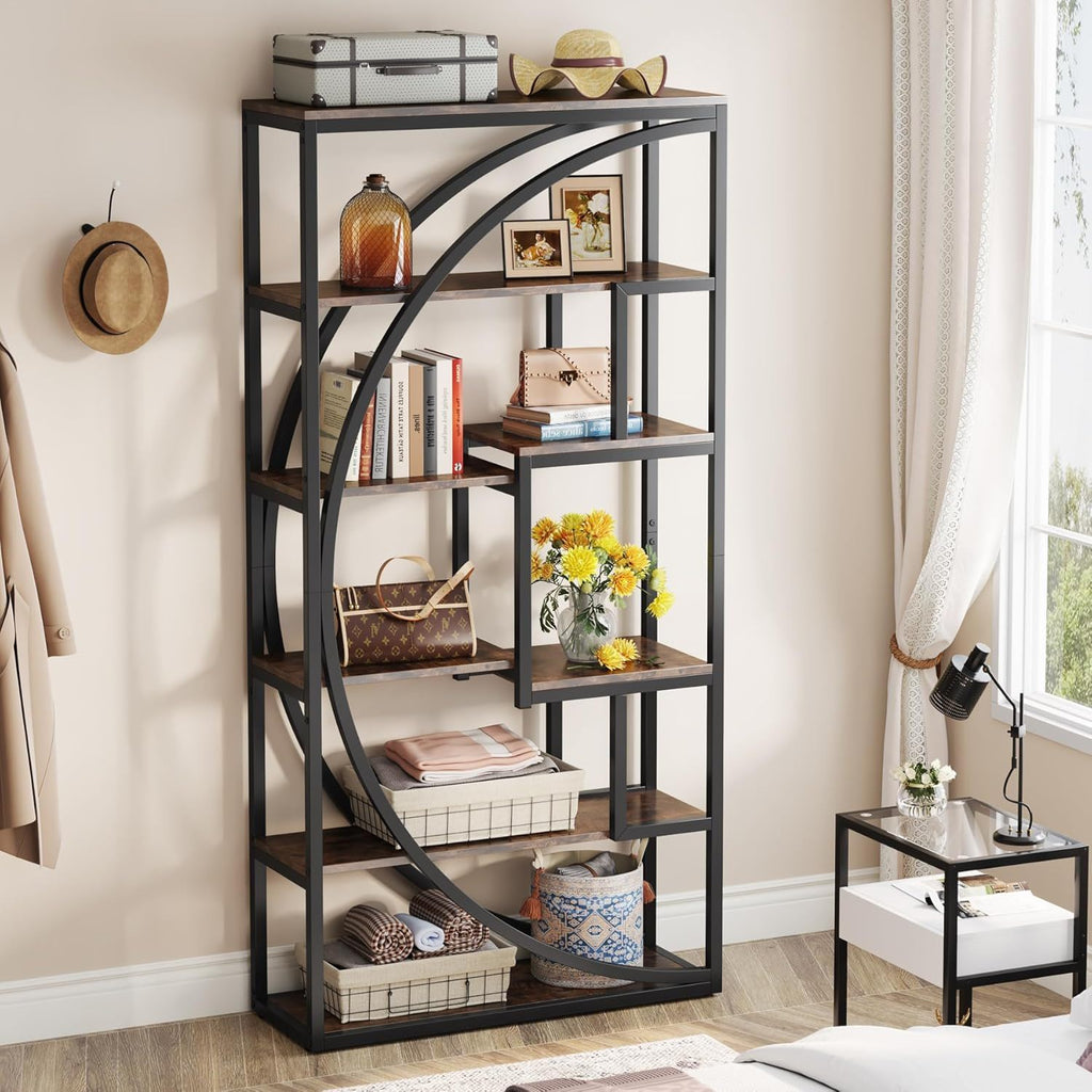 5 Tier Etagere Bookshelf With 8 Open Shelves Organizer For Living Room