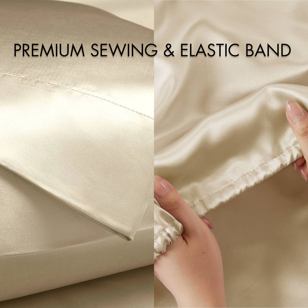 Satin - 6 Piece Full Luxury Sheet Set - Champagne