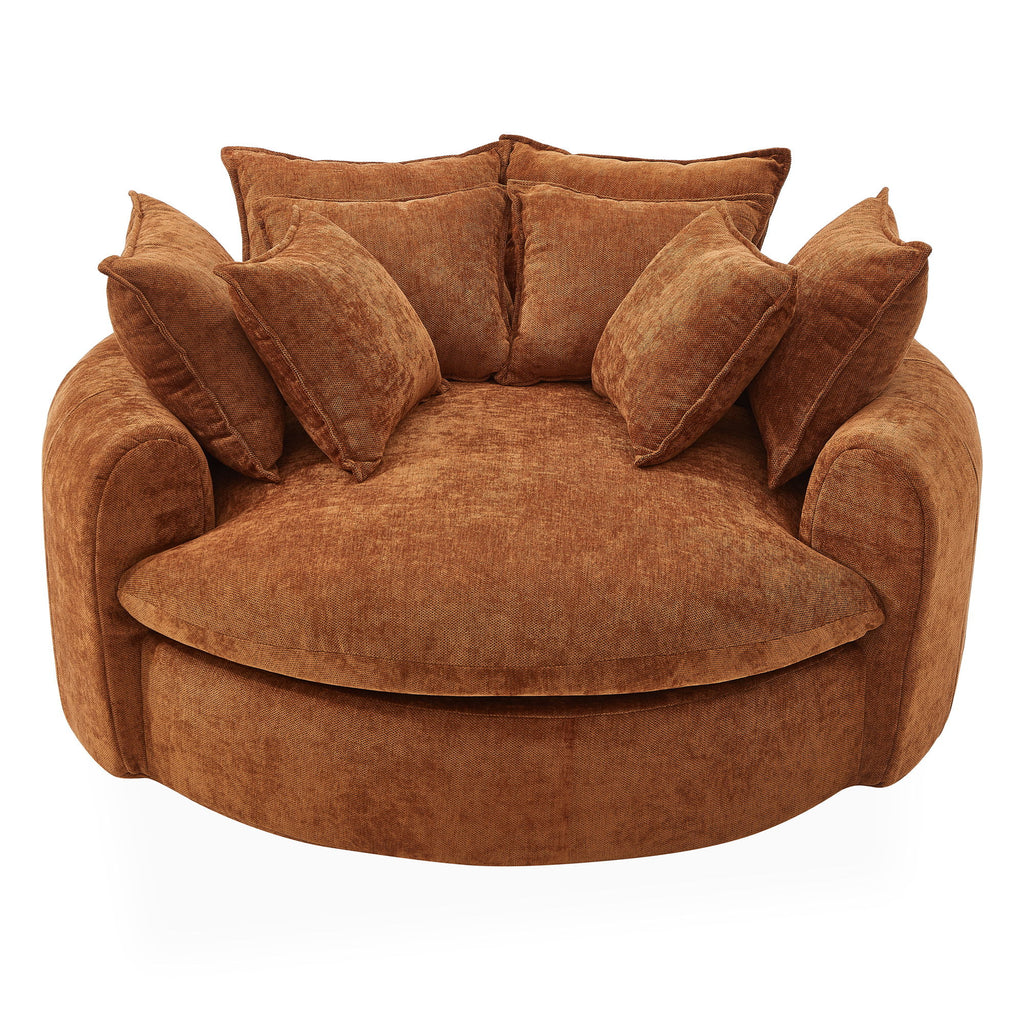 Modern Round Chaise Sofa With 8 Throw Pillows