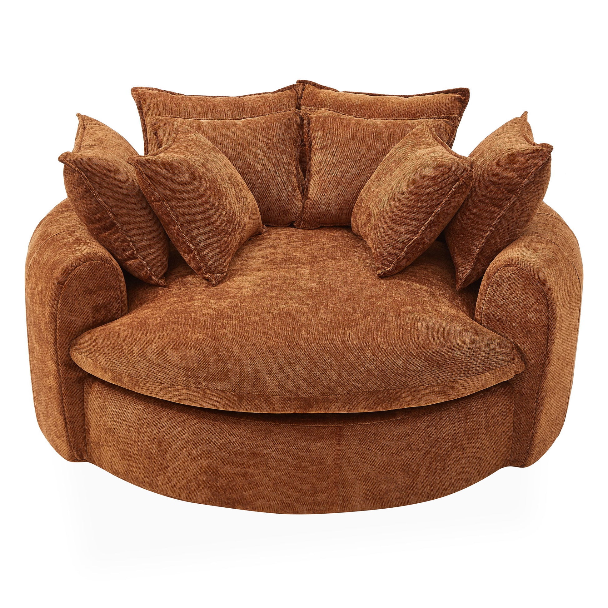 Modern Round Chaise Sofa With 8 Throw Pillows