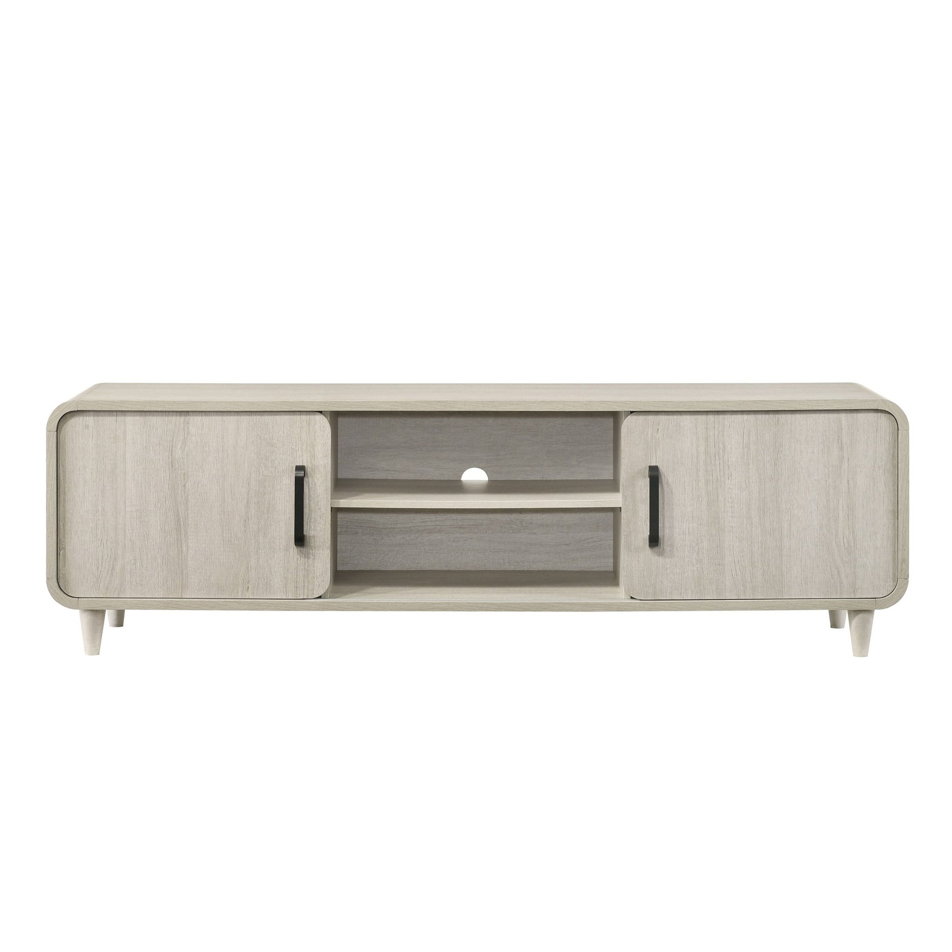 TV Stand With Sliding Doors And Handles, Living Room Furniture - Antique White
