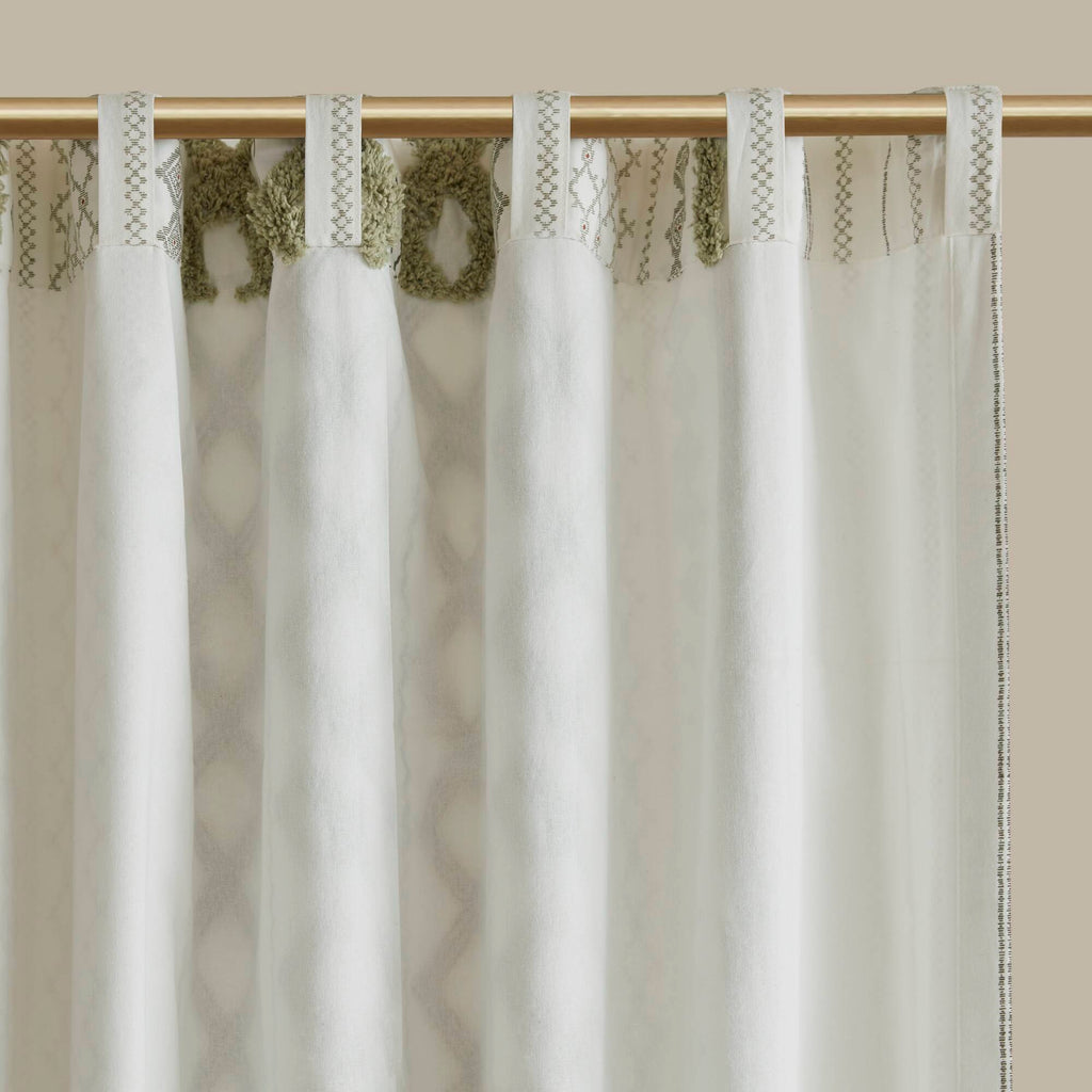 Imani - 50x84" Printed Curtain Panel With Stripe And Lining - Green