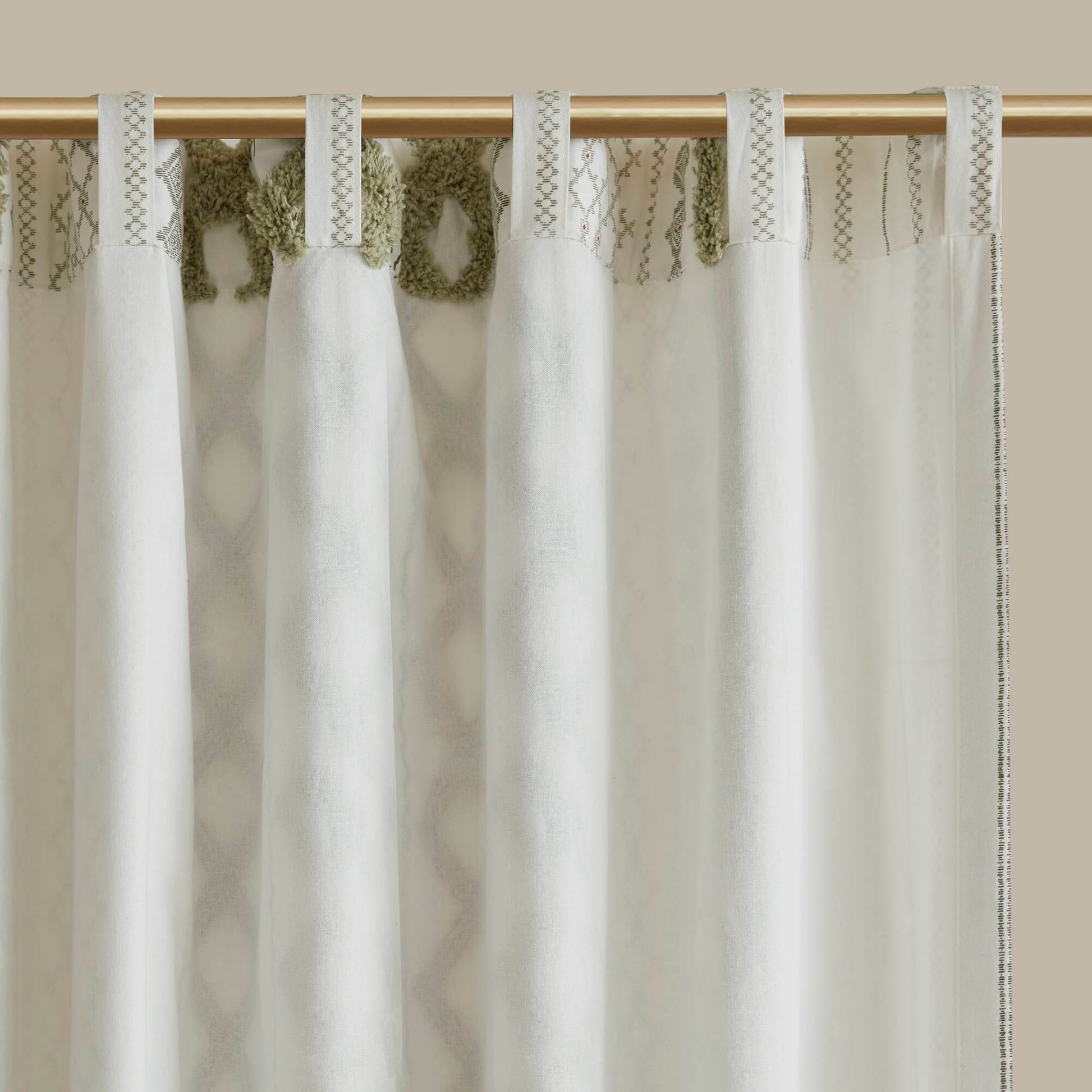 Imani - 50x84" Printed Curtain Panel With Stripe And Lining - Green