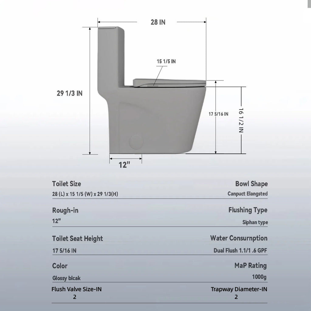 1 Piece Toilet With Tornado Flush, Dual Flush, And ADA Height Comfort Chair