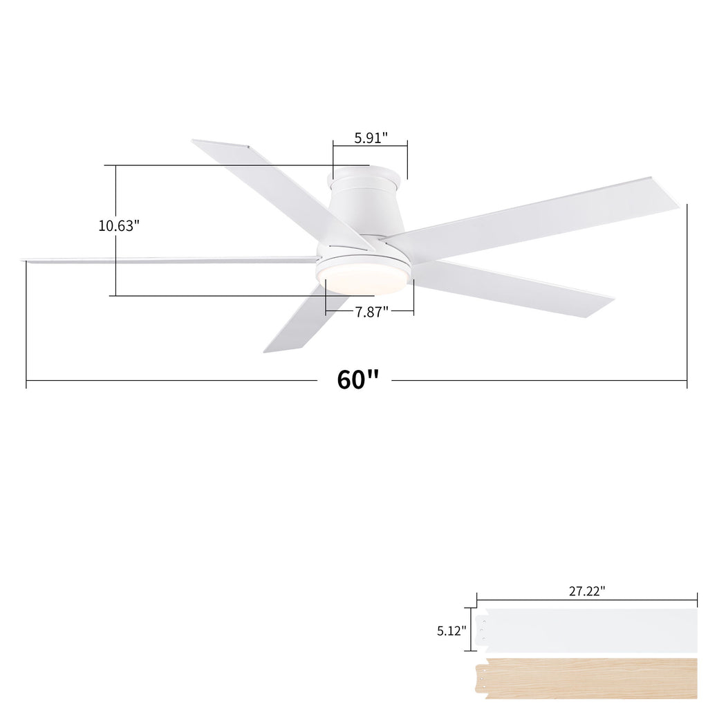 Flush Mount Ceiling Fan With Light