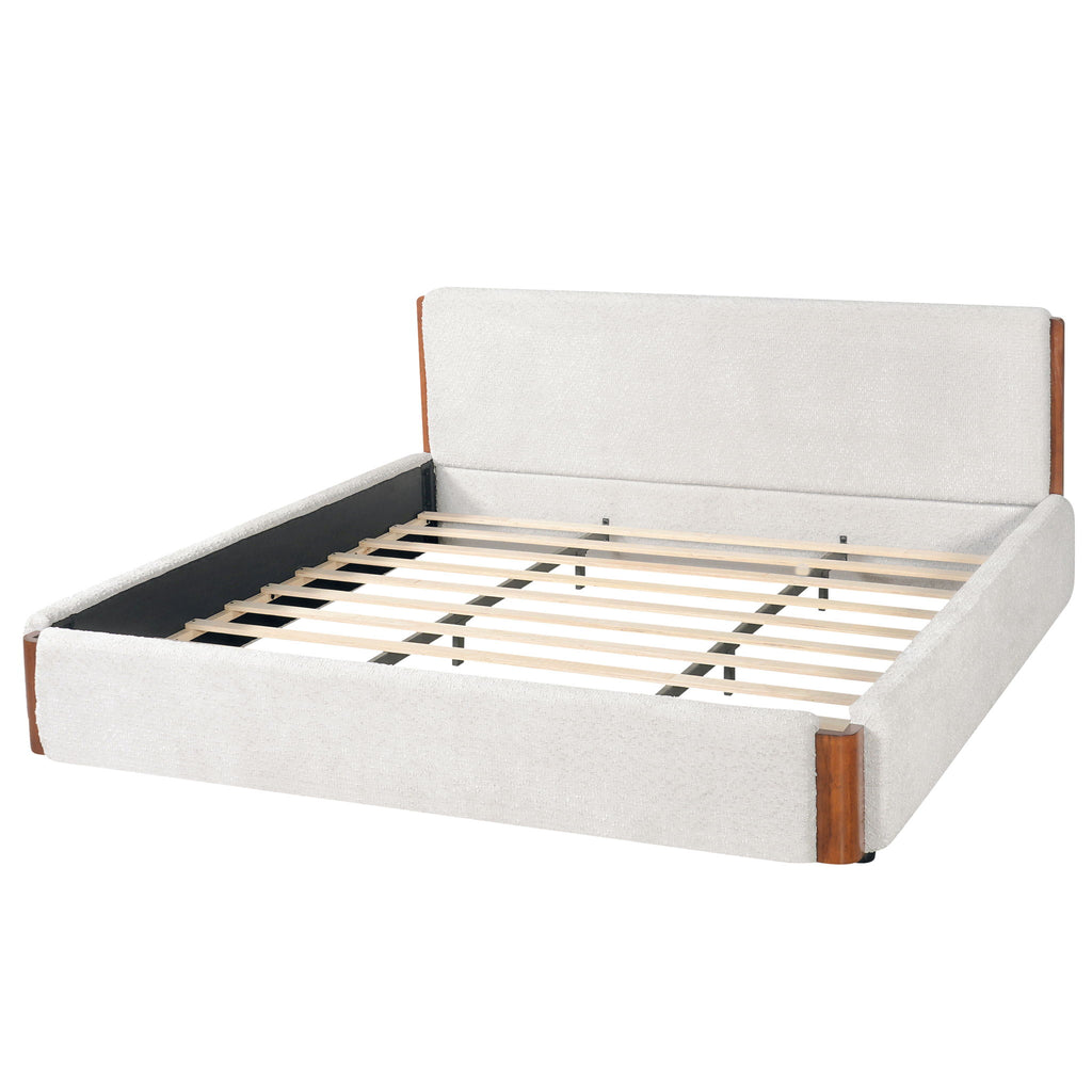 Modern Upholstered Platform Bed Frame With Accents