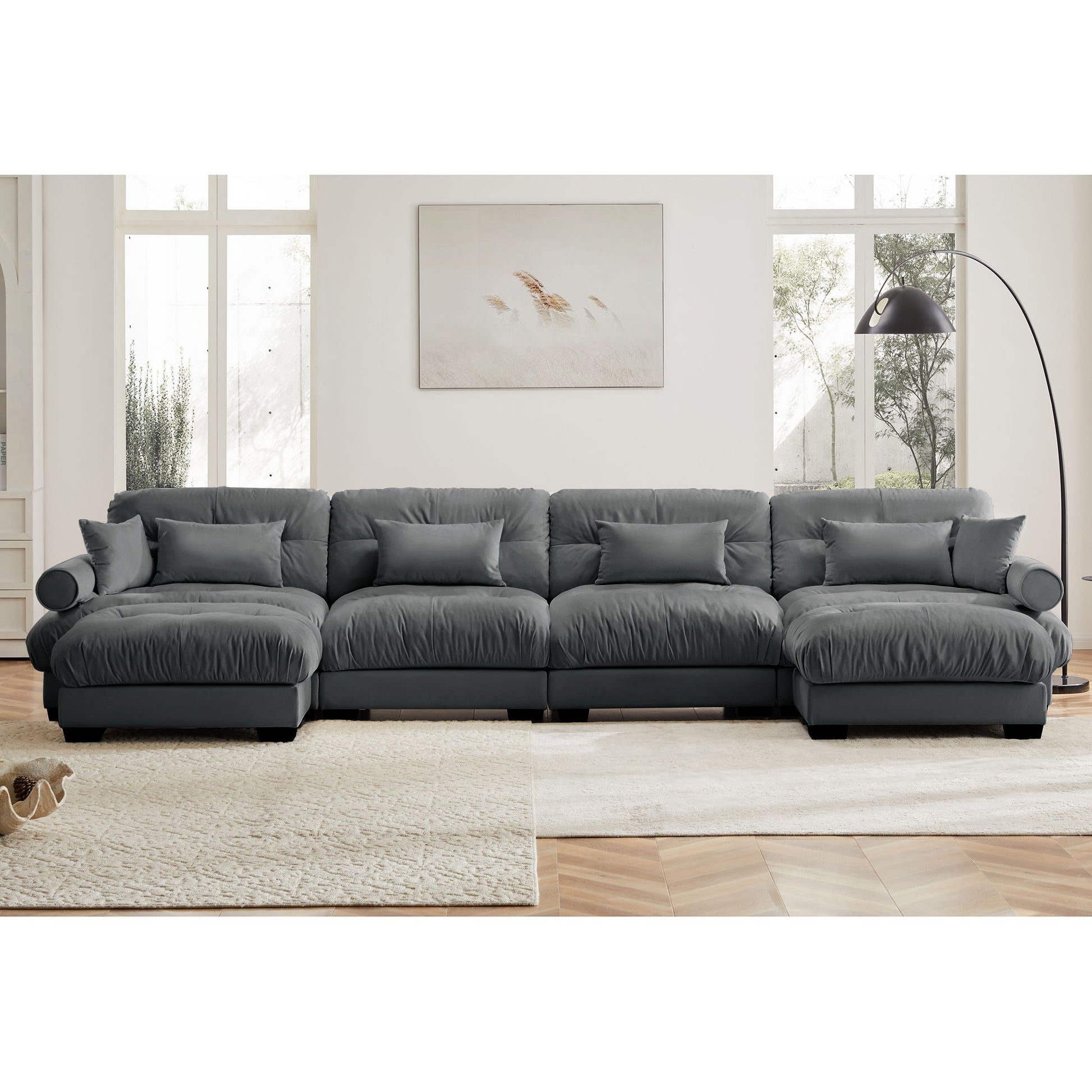 Super Comfort Oversized Modular Sectional Sofa With Movable Ottoman