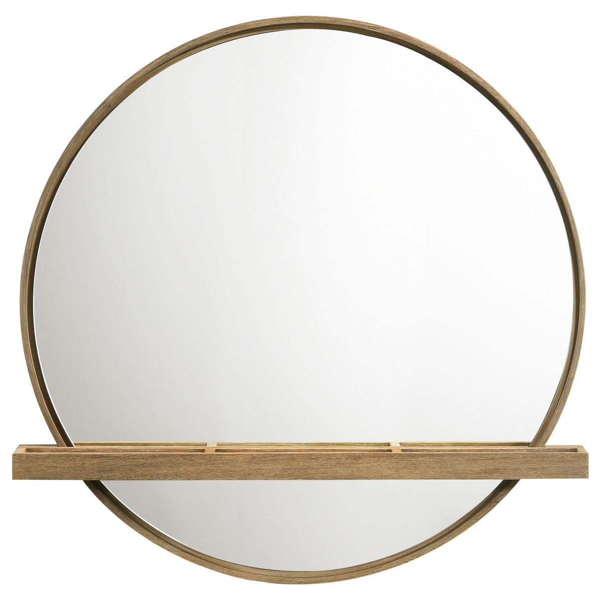 Benson - Round Vanity Wall Mirror With Shelf - Sand