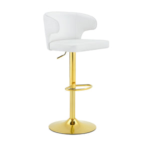 Adjustable Swivel Bar Chair With High Back Support For Kitchen Counter (Set of 2) - Gold / White