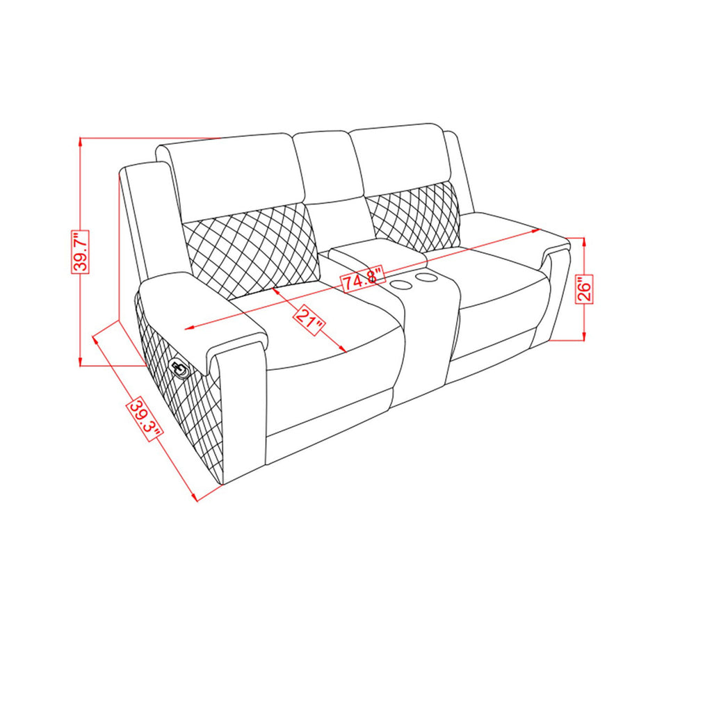 Alicia - Console Reclining Loveseat - Gray Black