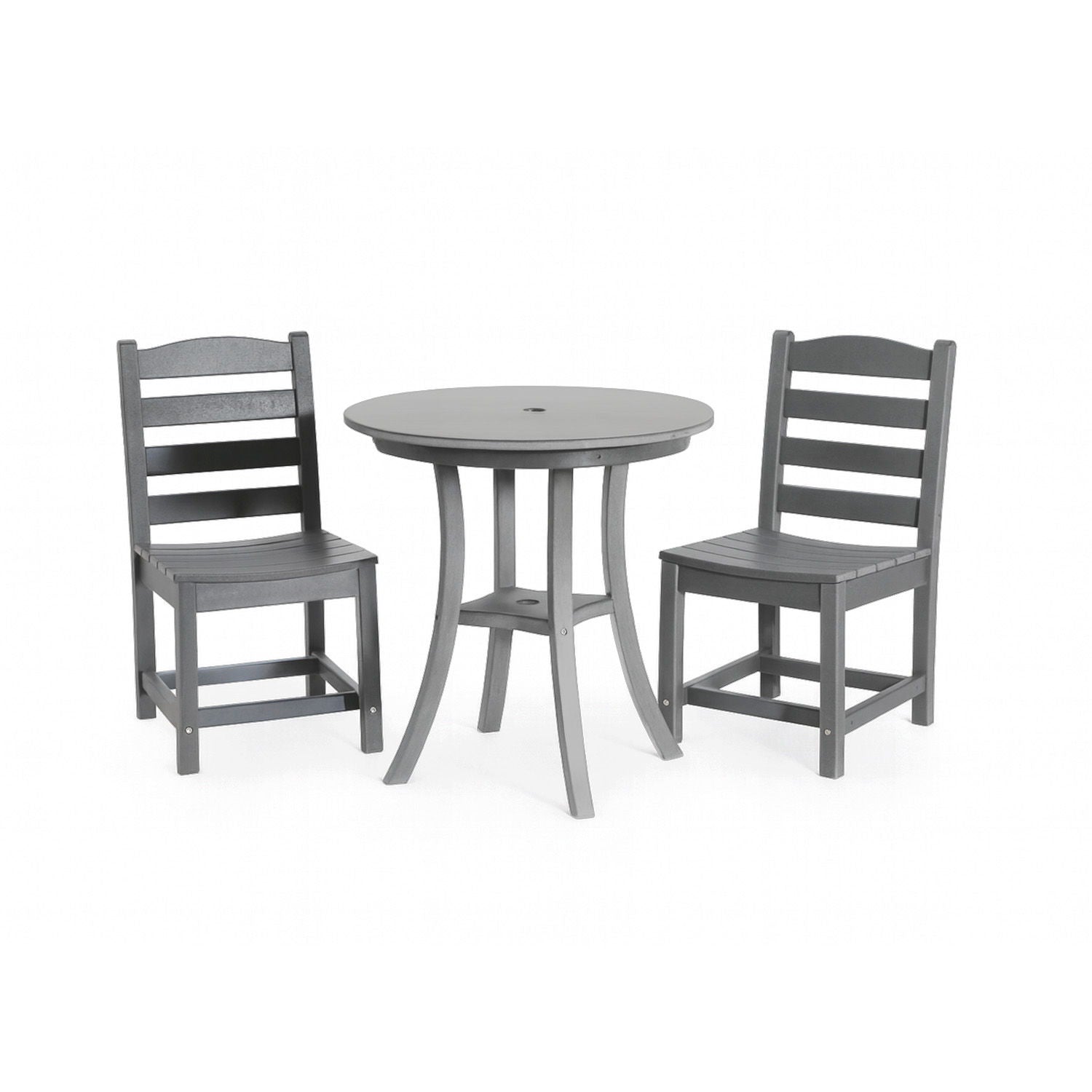 3 Piece Outdoor Dining Set, Round Patio Table With 2 Armless Chairs