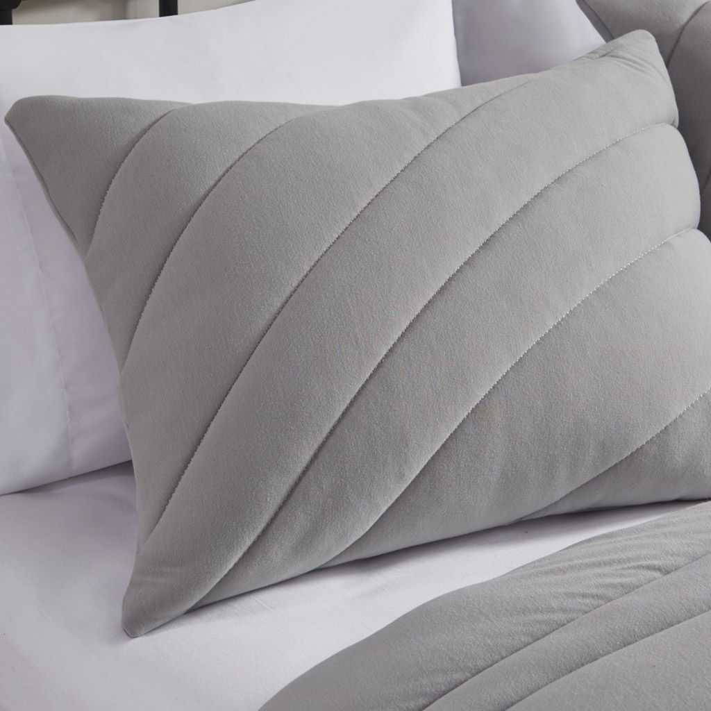 Juniper - Poly Jersey Puffy Queen Comforter Set - Gray