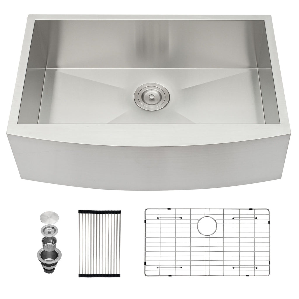 Farmhouse 36" Kitchen Sink Stainless Steel Apron Front - Brushed Nickel