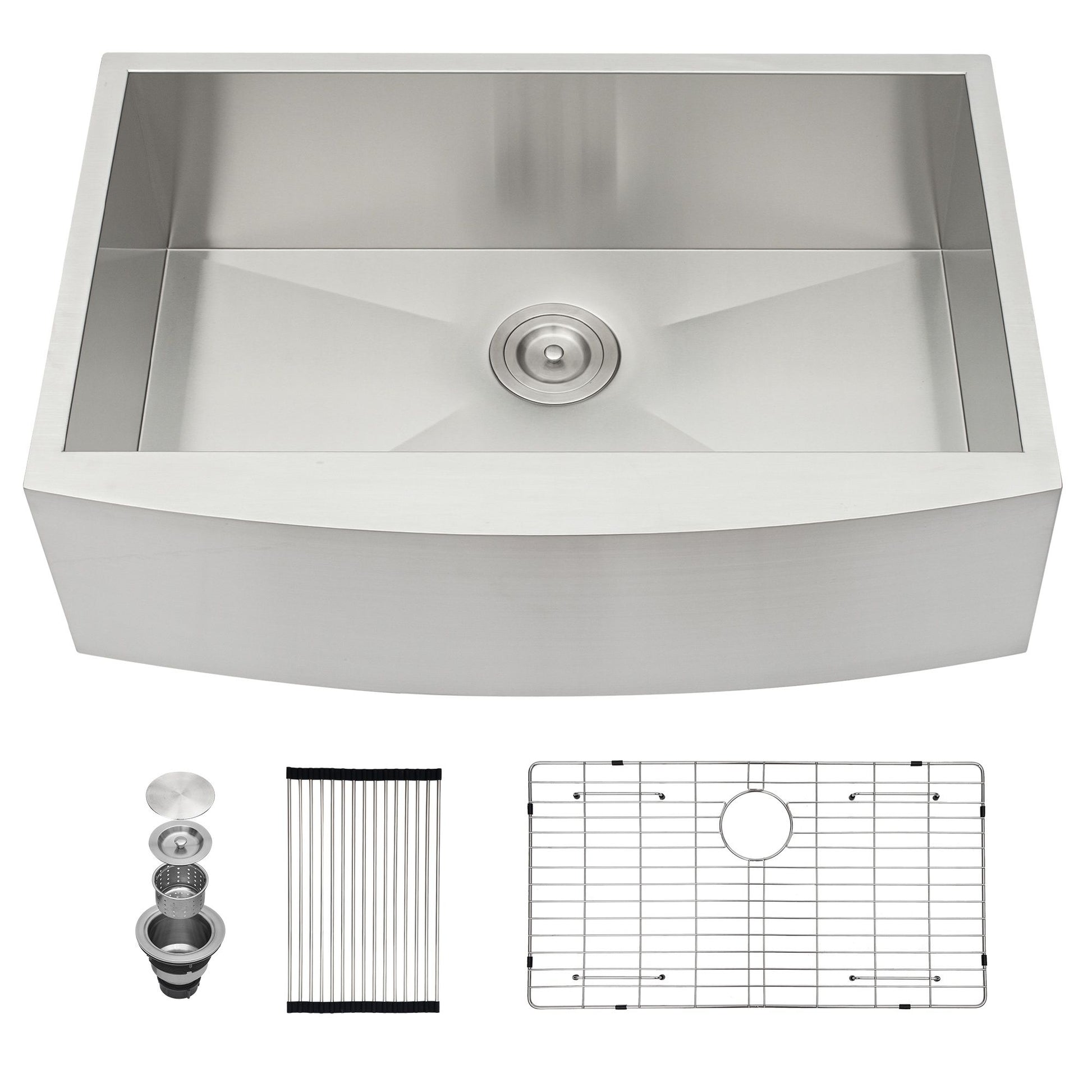 Farmhouse 36" Kitchen Sink Stainless Steel Apron Front - Brushed Nickel