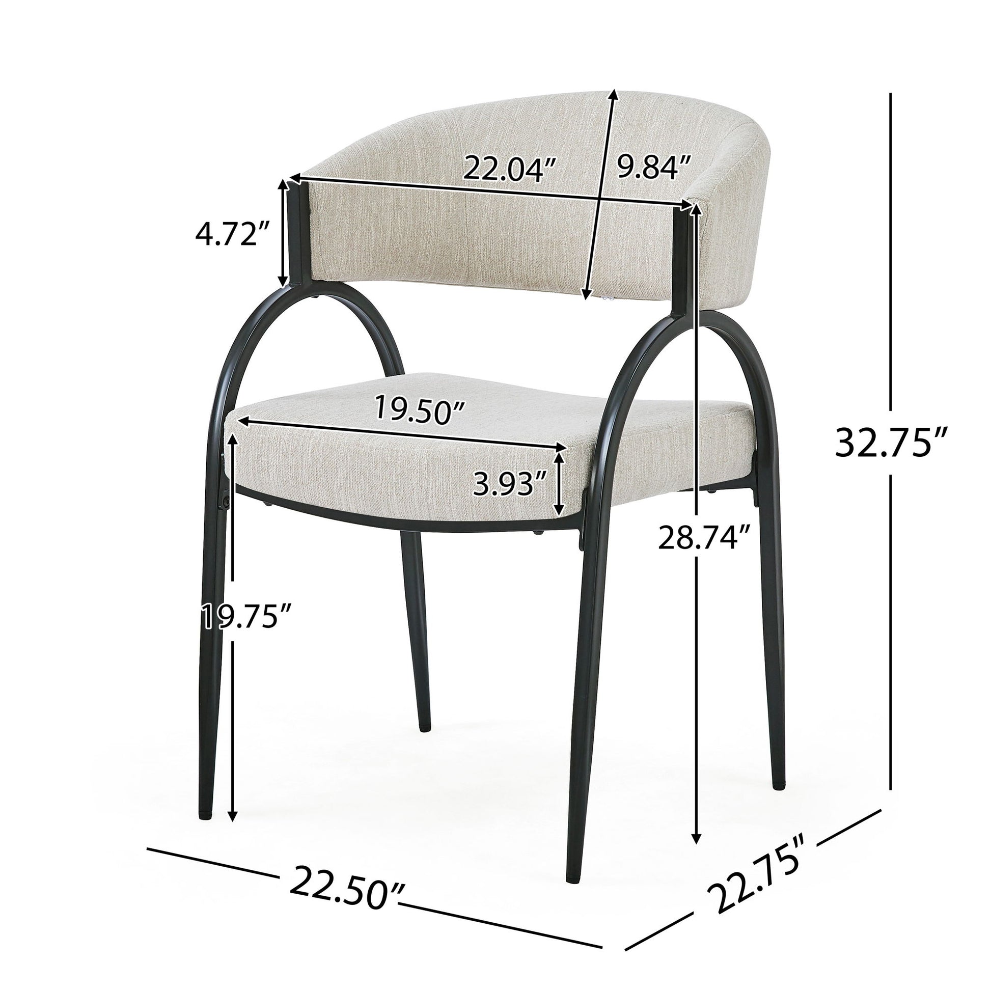 Contemporary Upholstered Dining Chairs With Metal Legs (Set of 2)