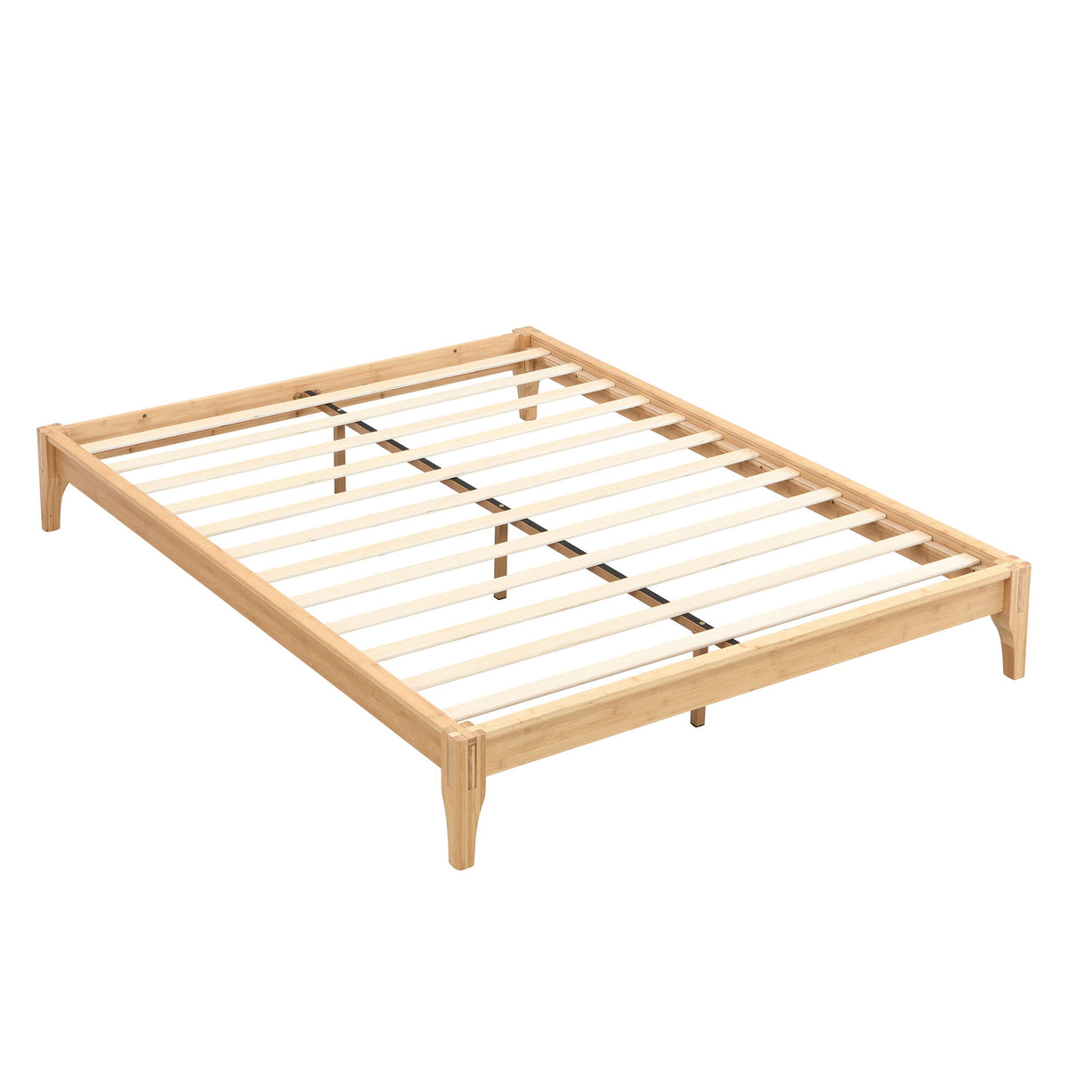 Solid Dry Bamboo Platform Bed Frame, With Slat Support