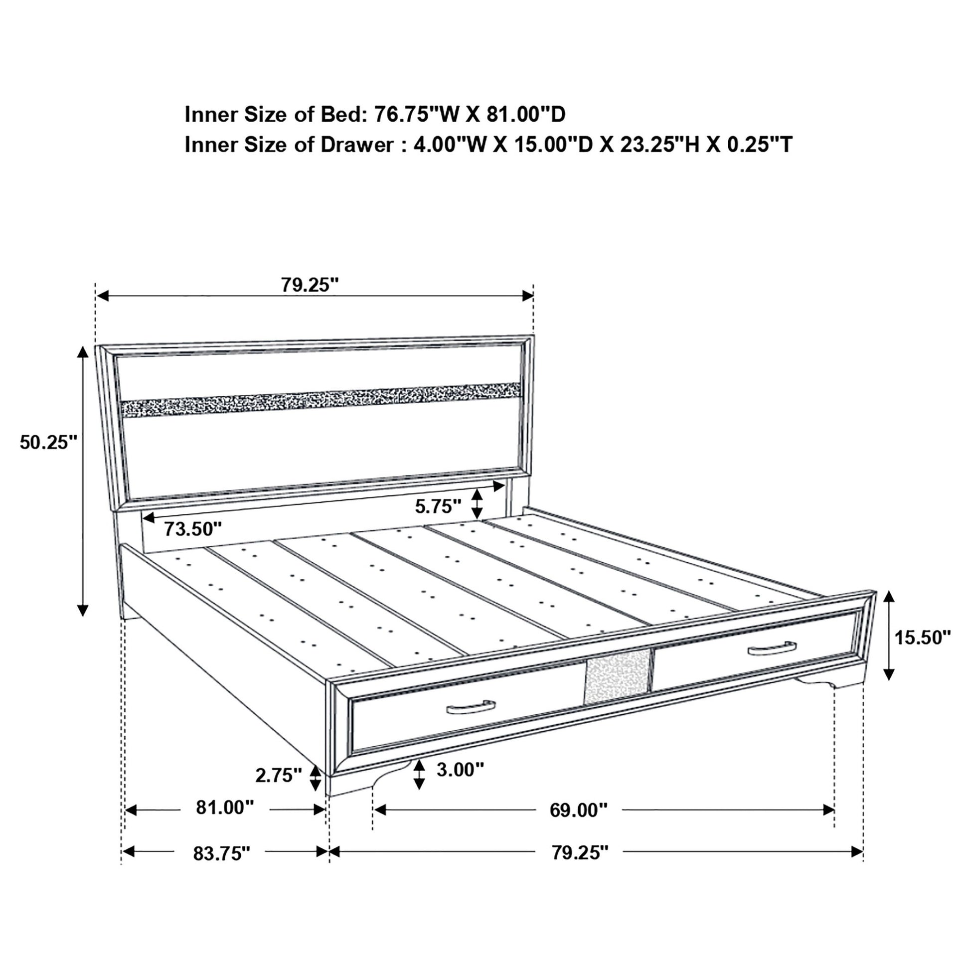 Storage Platform Bed 2 Drawer