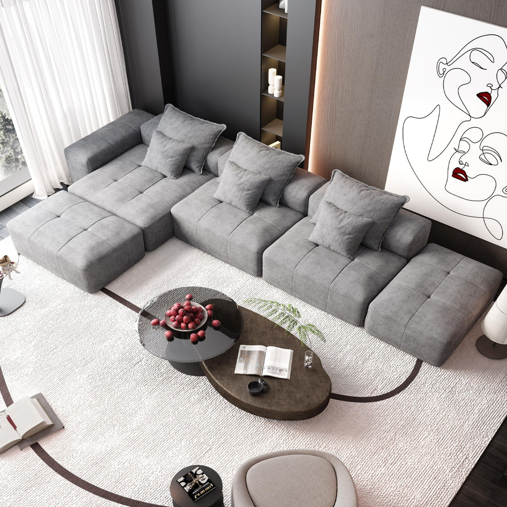 Modern Oversized Diy Combination Modular Sectional Sofa With Pillows